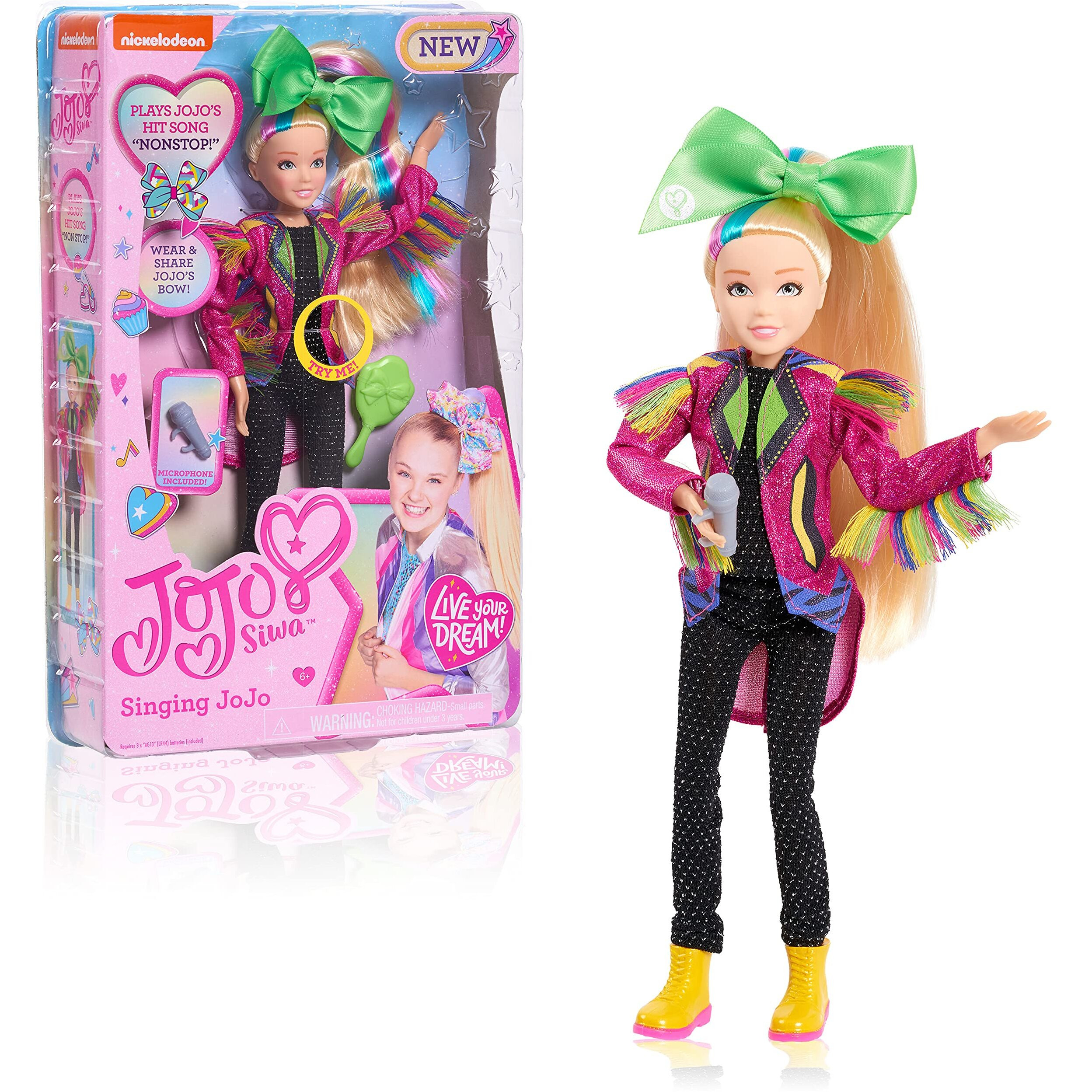 Jojo Siwa 10 Inch Singing Doll, Sings Hit Song Titled &quotNon-Stop", Pink Jacket With Rainbow Fringe, Kids Toys For Ages 6Up By Just Play