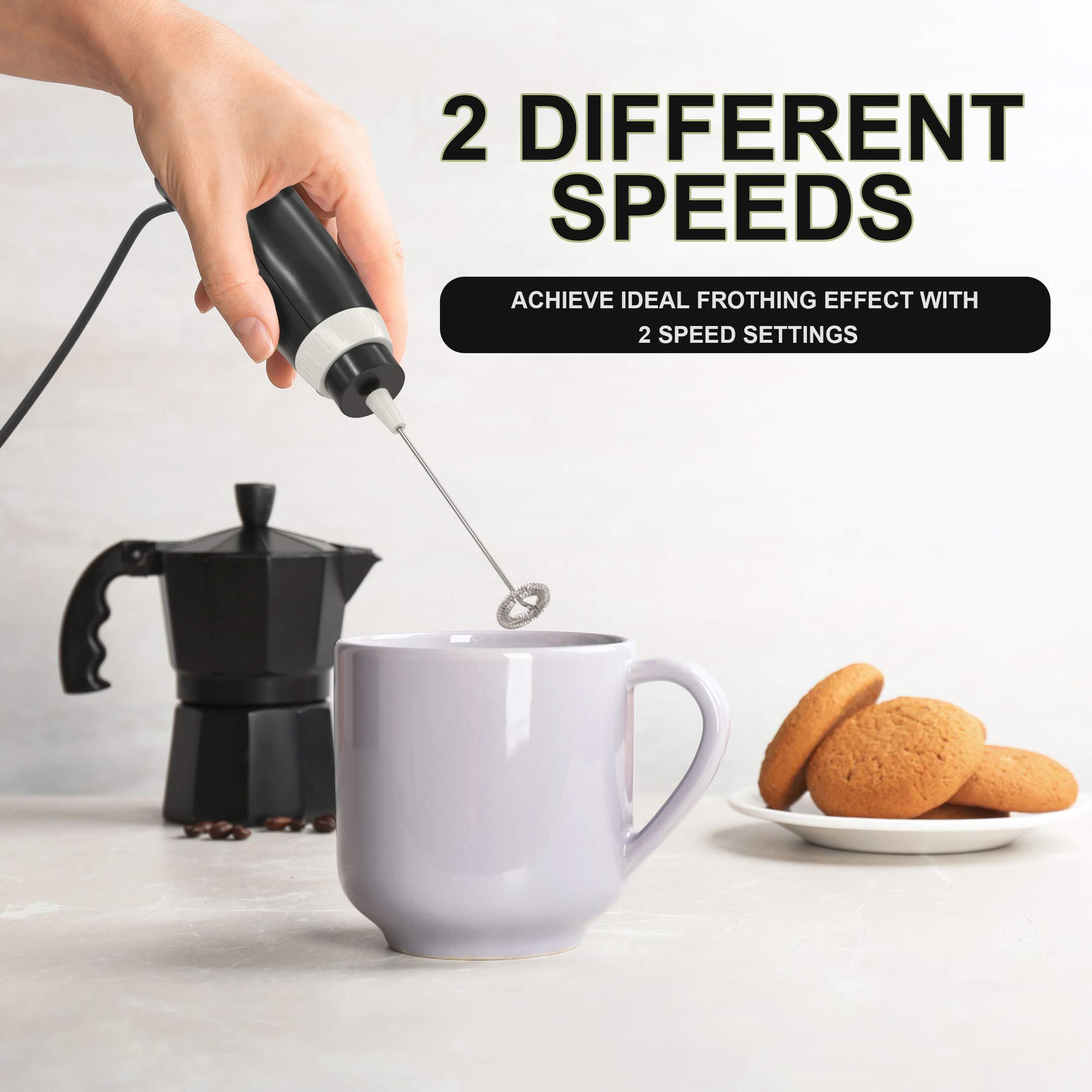 K-Brands Corded Electric Milk Frother With Plug In - Handheld Electric Whisk Stirrer Whipper - Foam Maker For Coffee, Latte, Cappuccino, Hot Chocolate - Powerful Drink Mixer