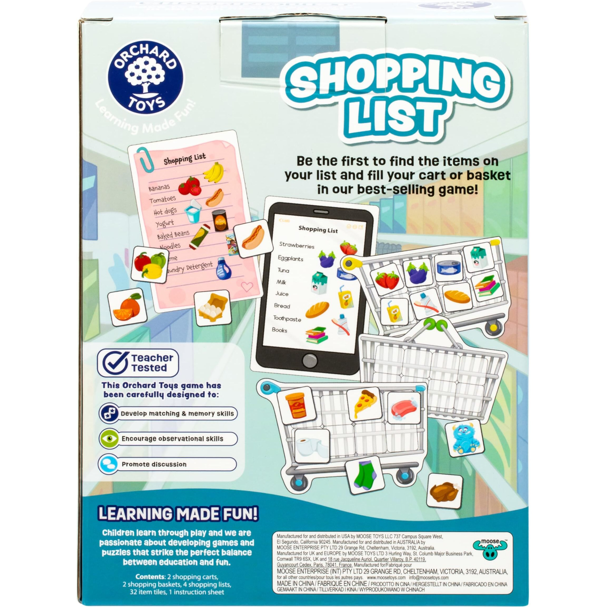 Orchard Toys Shopping List Game - New Art Race To Collect Your Groceries In This Fun Memory Game, Age 3-7, 2-4 Players