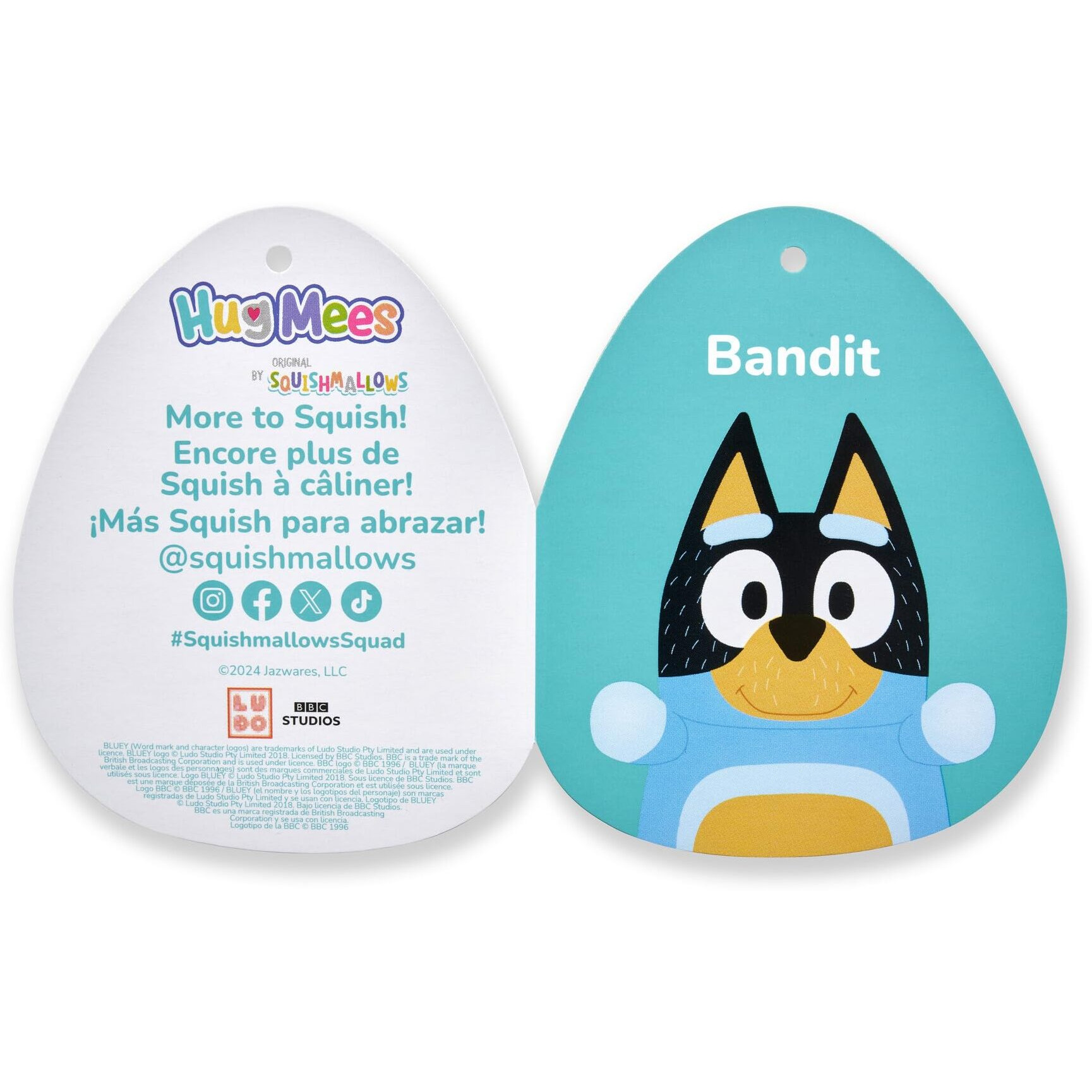 Squishmallows Original Bluey 10-Inch Bandit Hugmees - Medium-Sized Ultrasoft Official Jazwares Plush