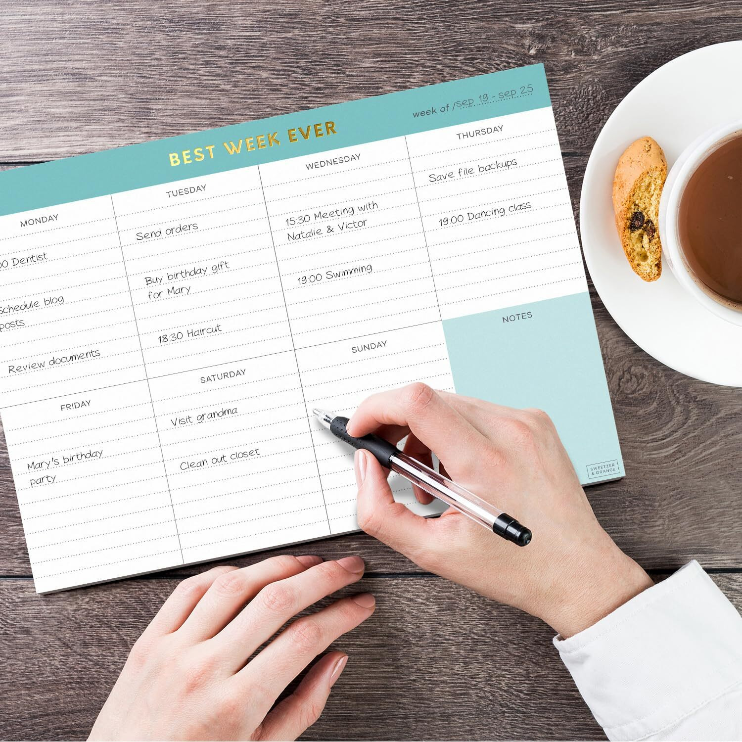 Sweetzer & Orange Weekly To Do List Pad. Gold Foil Weekly Planner Notepad With Daily Planner Agenda Squares. 7X10 Day Planner 2024 2025 - Student Planner, Work Planner And Checklist Note Pad.