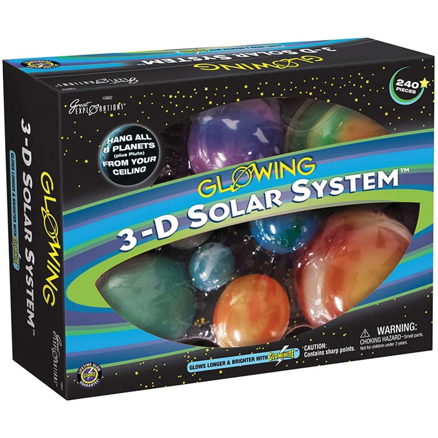 Great Explorations | 3-D Solar System Glow In The Dark Ceiling Hanging Kit 3D Planets And Star Stickers Create The Milky Way Teach Science Stem