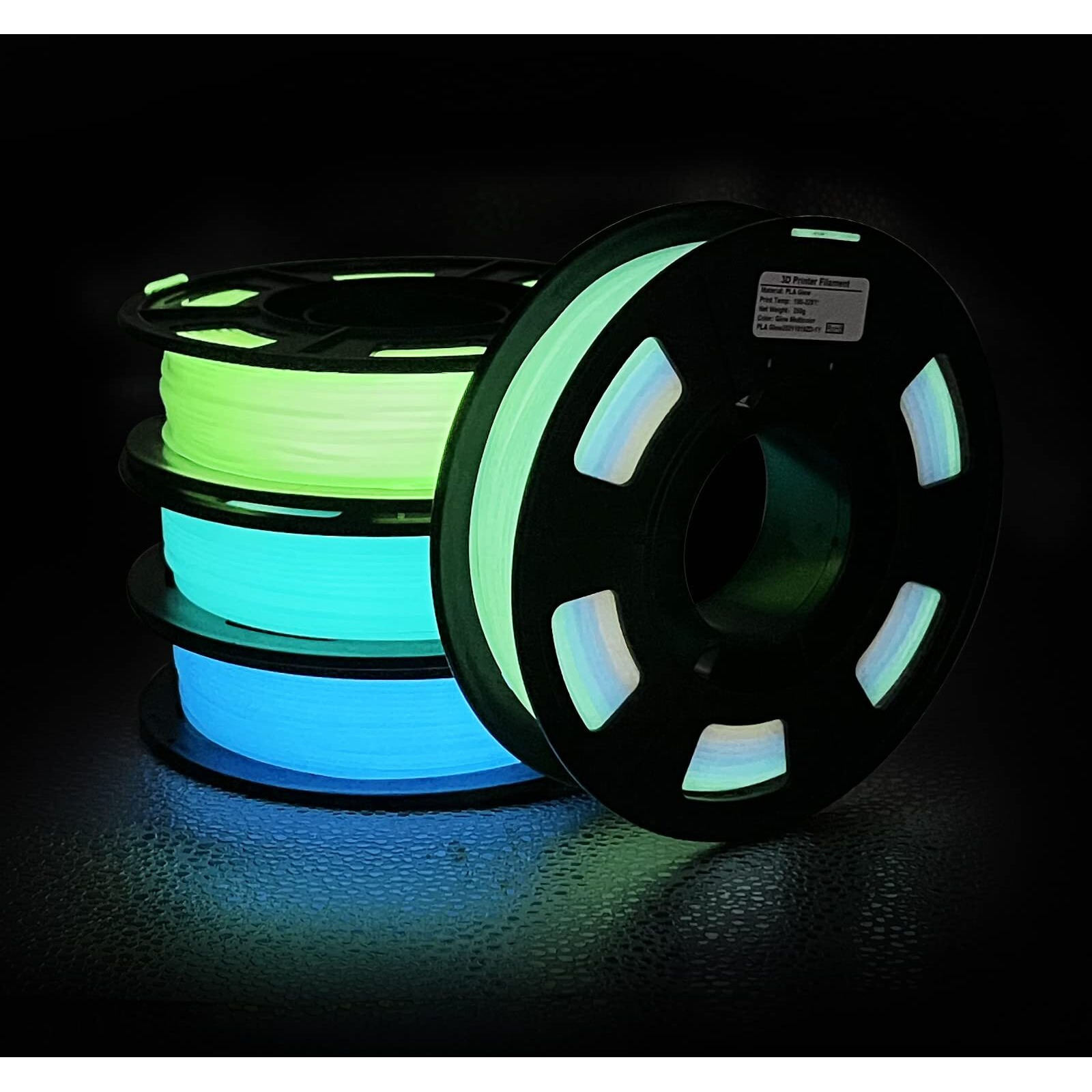 Isanmate 3D Printer Filament Bundle, Glow In The Dark Filament Multicolor, Green, Blue And Blue-Green, Pla Filament 1.75 Mm, Dimensional Accuracy +/- 0.03 Mm, 250G X 4 Pack