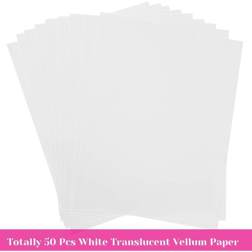 Vellum Paper, Cridoz 50 Sheets Vellum Transparent Paper 8.5 X 11 Inches Translucent Clear Paper For Printing Sketching Tracing Drawing Animation Wedding Invitations