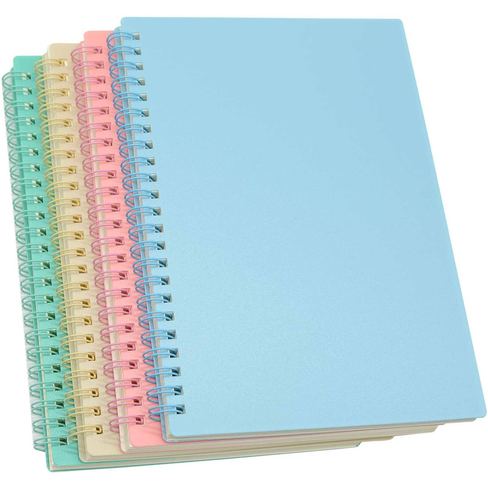Yansanido Spiral Notebook, 4 Pcs 8.3 Inch X 5.9 Inch A5 Thick Plastic Hardcover 7Mm College Ruled 4 Color 80 Sheets -160 Pages Journals For Study And Notes (4)