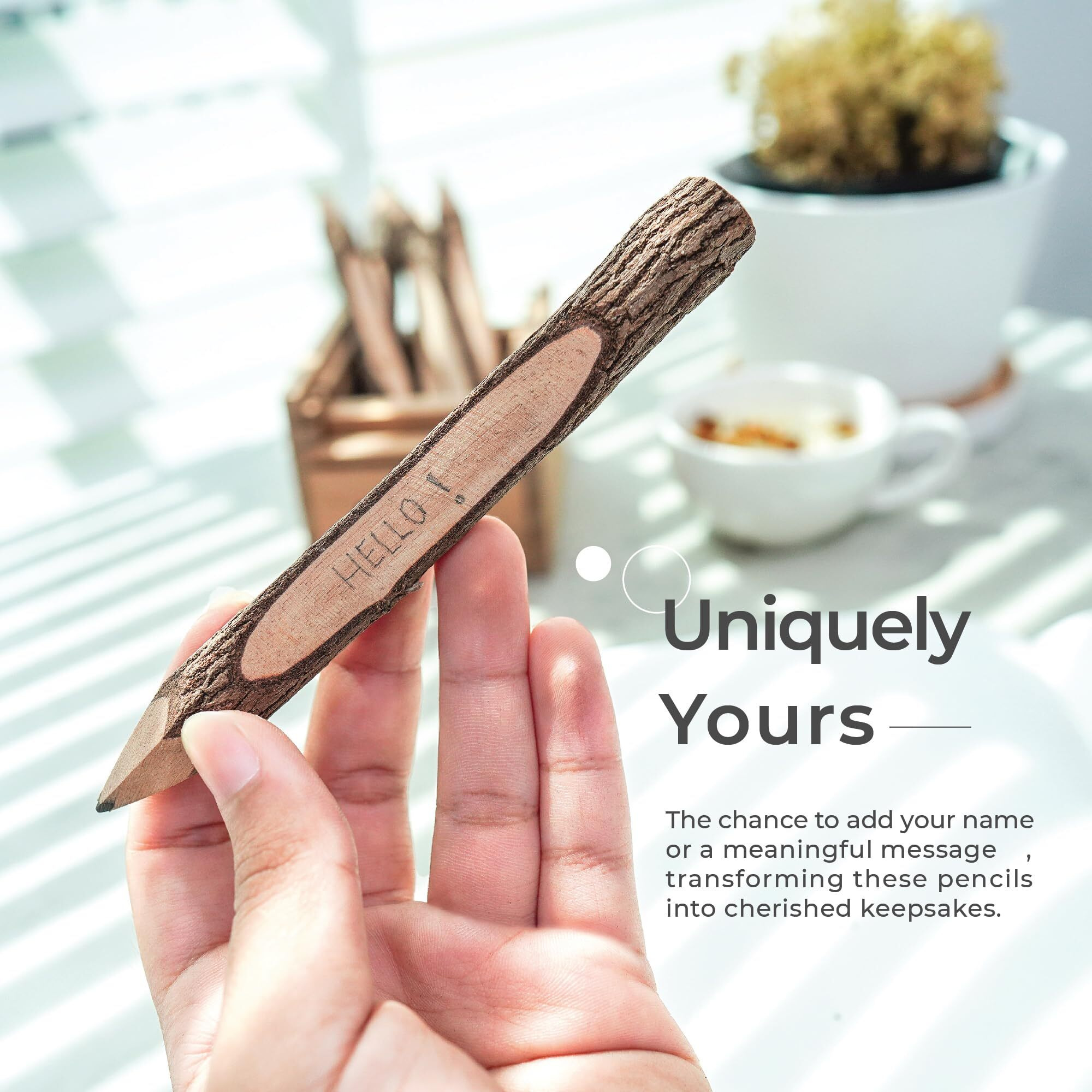 Bsiri Pencil Wood Favors Of Graphite Wooden Tree Rustic Twig Pencils Birch Of 12 Camping Lumberjack Decorations Party Supplies Novelty Gifts Bark Pencils Gifts (5 Inch Personalized)