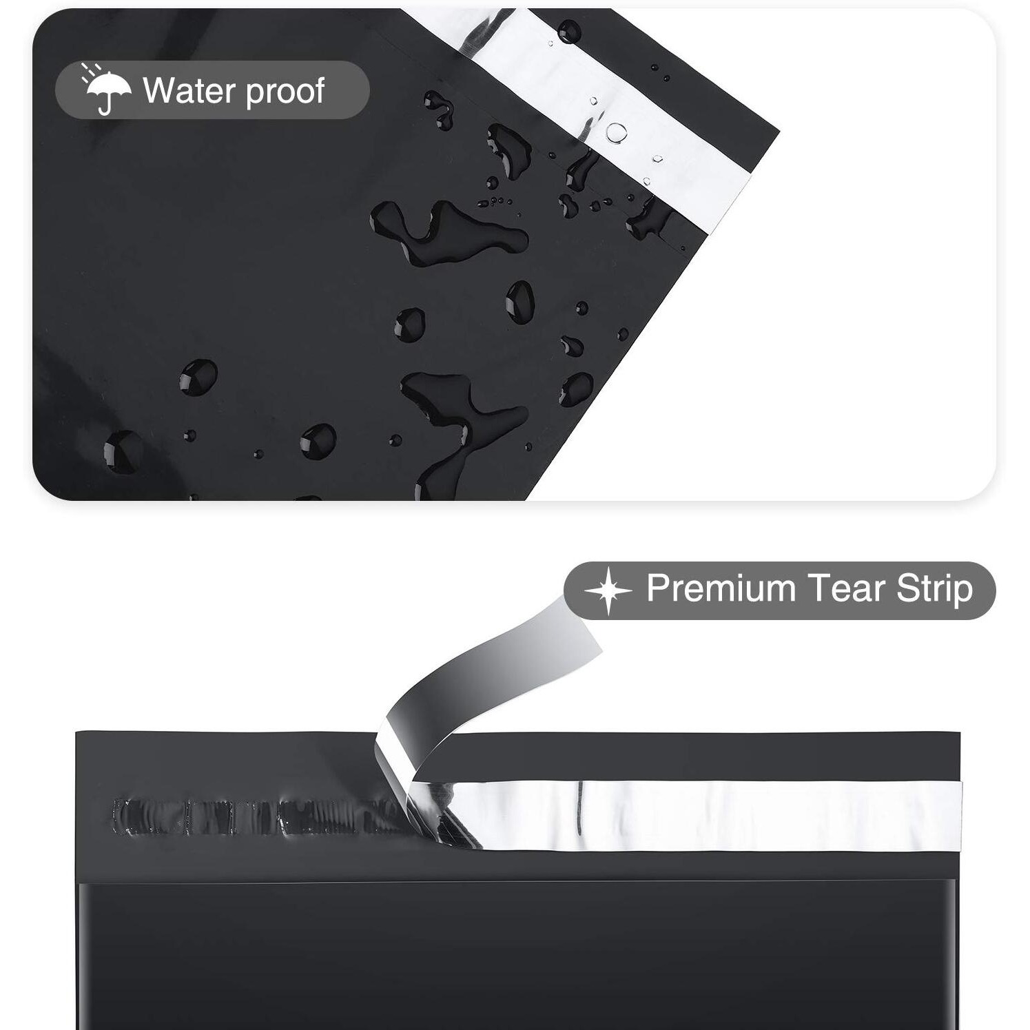 Fuxury Large Poly Mailers 14.5X19'' 200Pc, Waterproof Shipping Bags For Clothing, Strong Adhesive Mailers Poly Bags For Small Business Suppliers, Durable Shipping Envelopes Mailing Bags Black