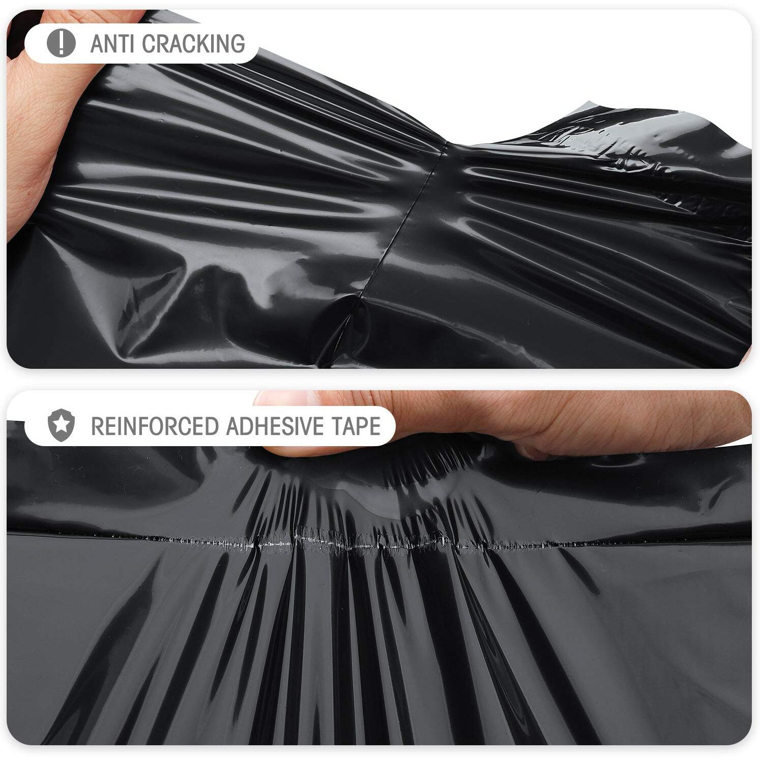 Fuxury Large Poly Mailers 14.5X19'' 200Pc, Waterproof Shipping Bags For Clothing, Strong Adhesive Mailers Poly Bags For Small Business Suppliers, Durable Shipping Envelopes Mailing Bags Black