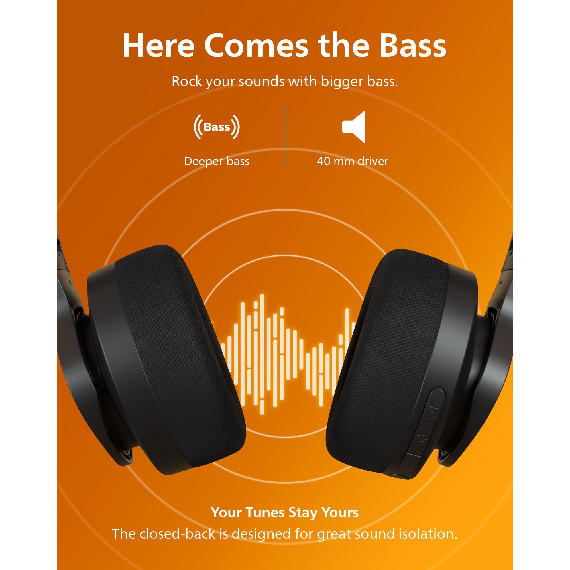 Philips A4216 Wireless Headphones, Over-Ear Bluetooth Headphones With Powerful Bass, Sound, 40 Mm Drivers, 35 Hours Battery, Fast Charging,230G Lightweight, Washable/Cooling Ear-Cup, Ip55, Black