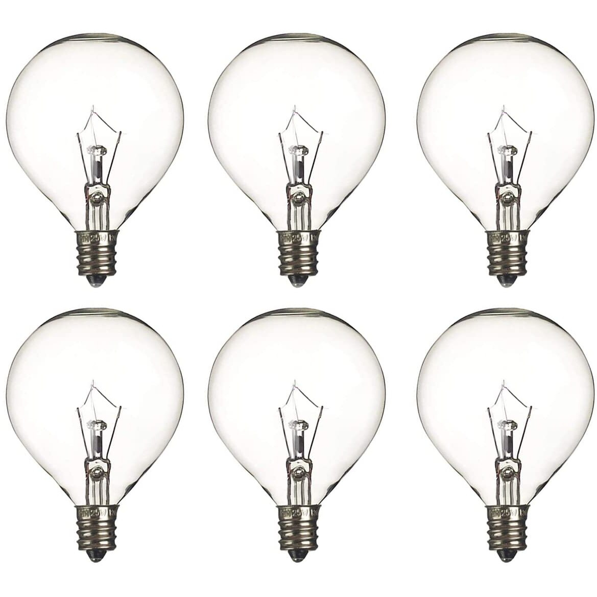 Jslinter 6-Pack G50 25 Watt Wax Warmer Bulbs For Full Size Scentsy Warmers, G16.5 Globe E12 Candelabra Base Scentsy Bulb Replacement, Warm White Clear Incandescent Bulbs For Candle Wax Warmer
