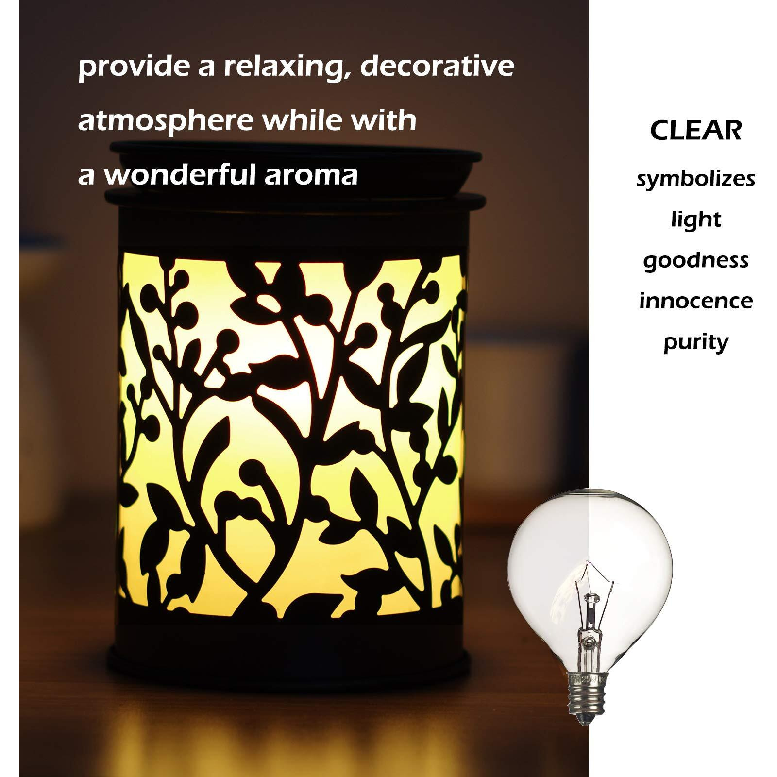 Jslinter 6-Pack G50 25 Watt Wax Warmer Bulbs For Full Size Scentsy Warmers, G16.5 Globe E12 Candelabra Base Scentsy Bulb Replacement, Warm White Clear Incandescent Bulbs For Candle Wax Warmer