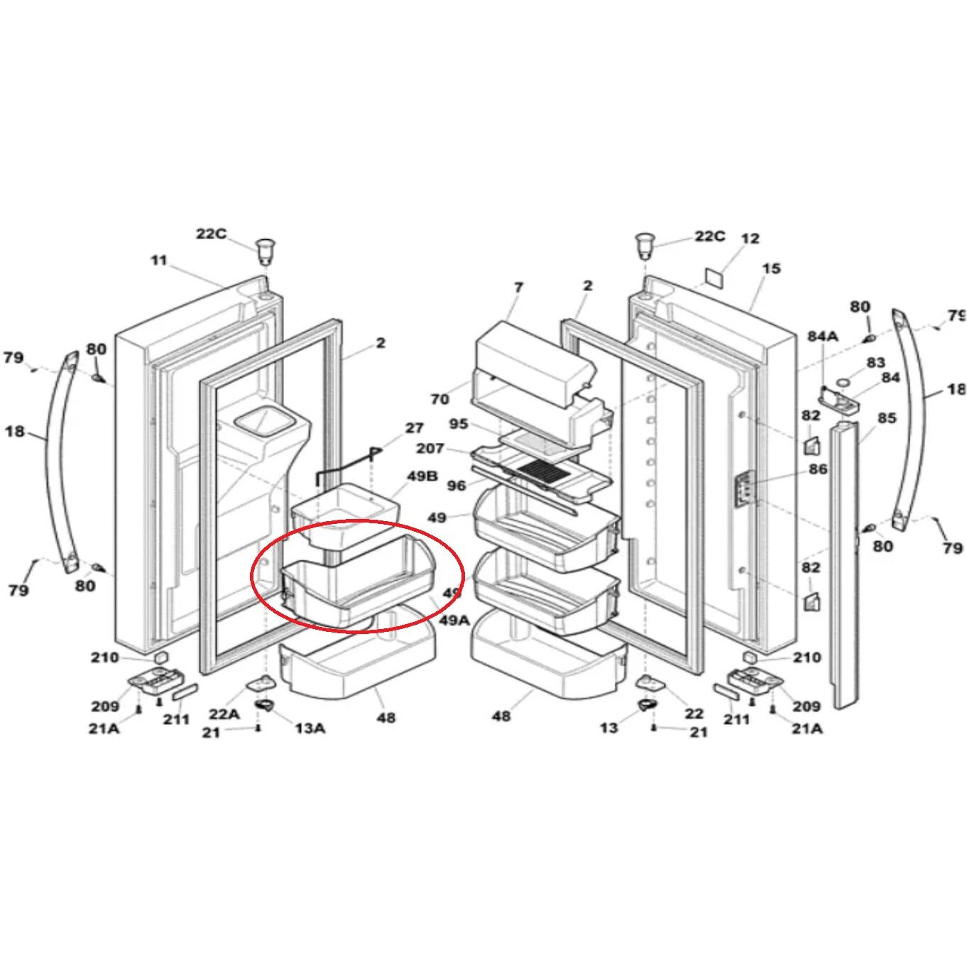 Upgraded Lifetime Appliance Parts 242071301 Door Shelf Bin For Frigidaire Refrigerator