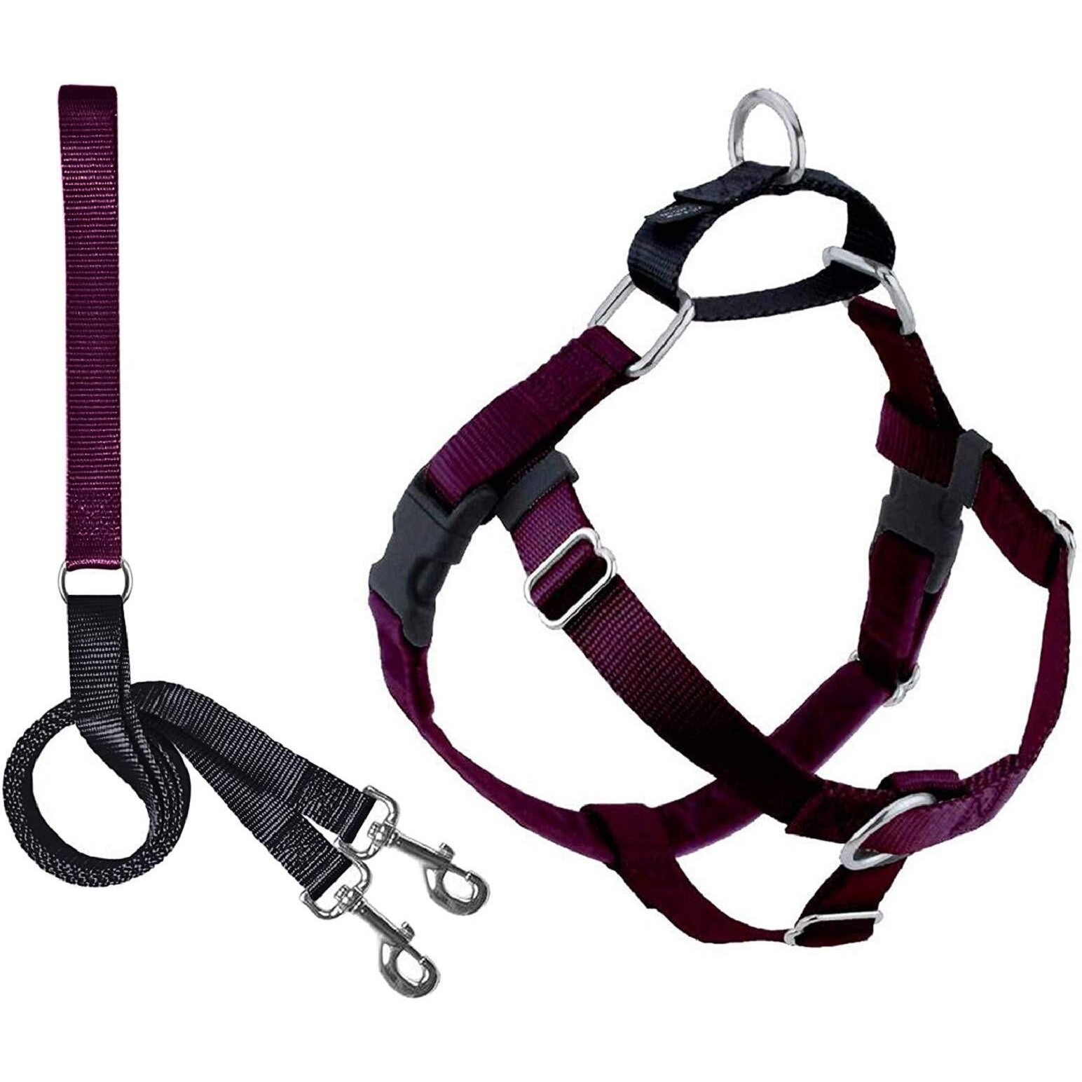 2 Hounds Design Freedom No Pull Dog Harness | Adjustable Gentle Comfortable Control For Easy Dog Walking |For Small Medium And Large Dogs | Made In Usa | Leash Included | 1" Lg Burgundy