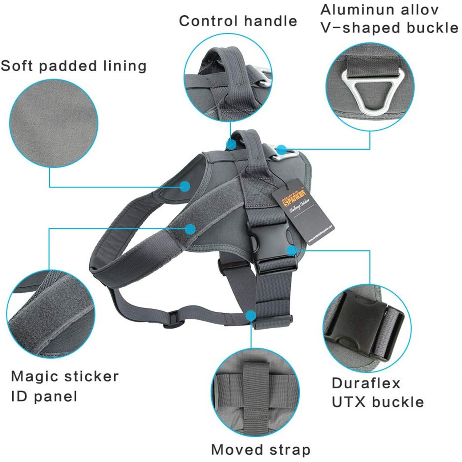 Excellent Elite Spanker Tactical Dog Harness Military Patrol Harness No-Pull Service Dog Vest Military Dog Vest Adjustable Training Working Dog Vest With Handle For Medium Large Dogs(Grey-Xs)