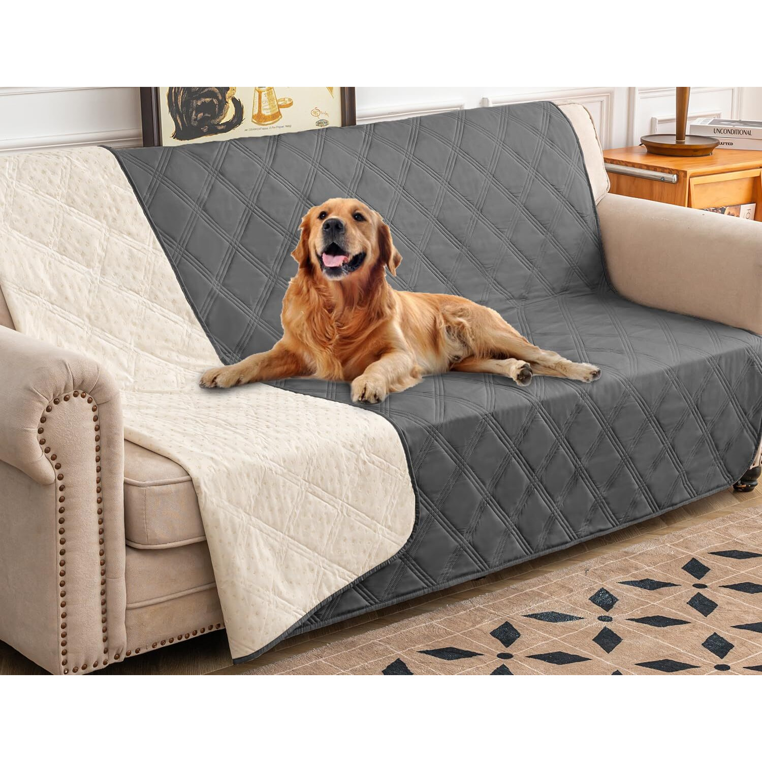 Ameritex Waterproof Dog Bed Cover Pet Blanket With Anti-Slip Back For Furniture Bed Couch Sofa
