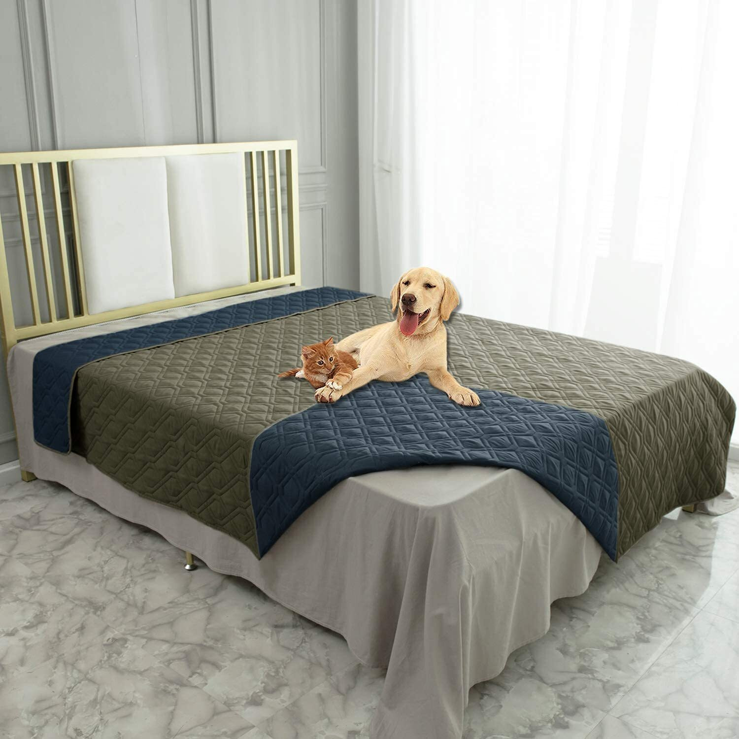 Ameritex Waterproof Dog Bed Cover Pet Blanket For Furniture Bed Couch Sofa Reversible