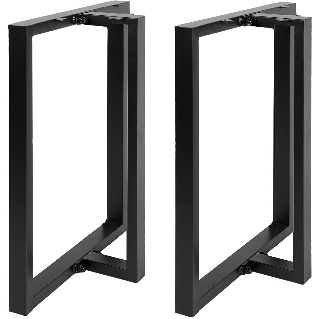 Metal Table Legs 28Aax 24Aa Heavy Duty T-Shape Desk Legs Industrial Furniture Legs For Dinning Table Computer Table Office Table (2Pcs)-Black