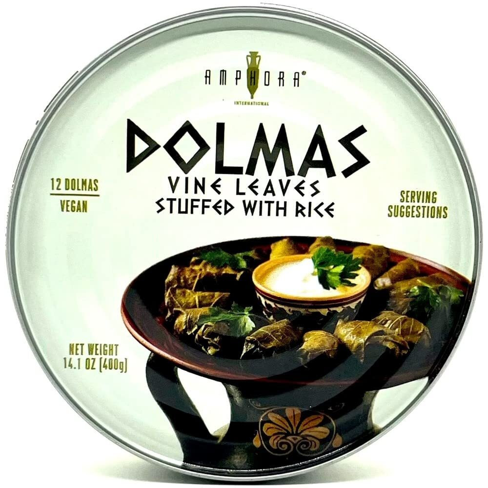 Amphora Stuffed Grape Leaves (Dolmas) 14 Ounce (Pack Of 6) - Mediterranean Herbs - Super Tasty Ready To Eat Vegan Rolls - Traditional Turkish Recipe