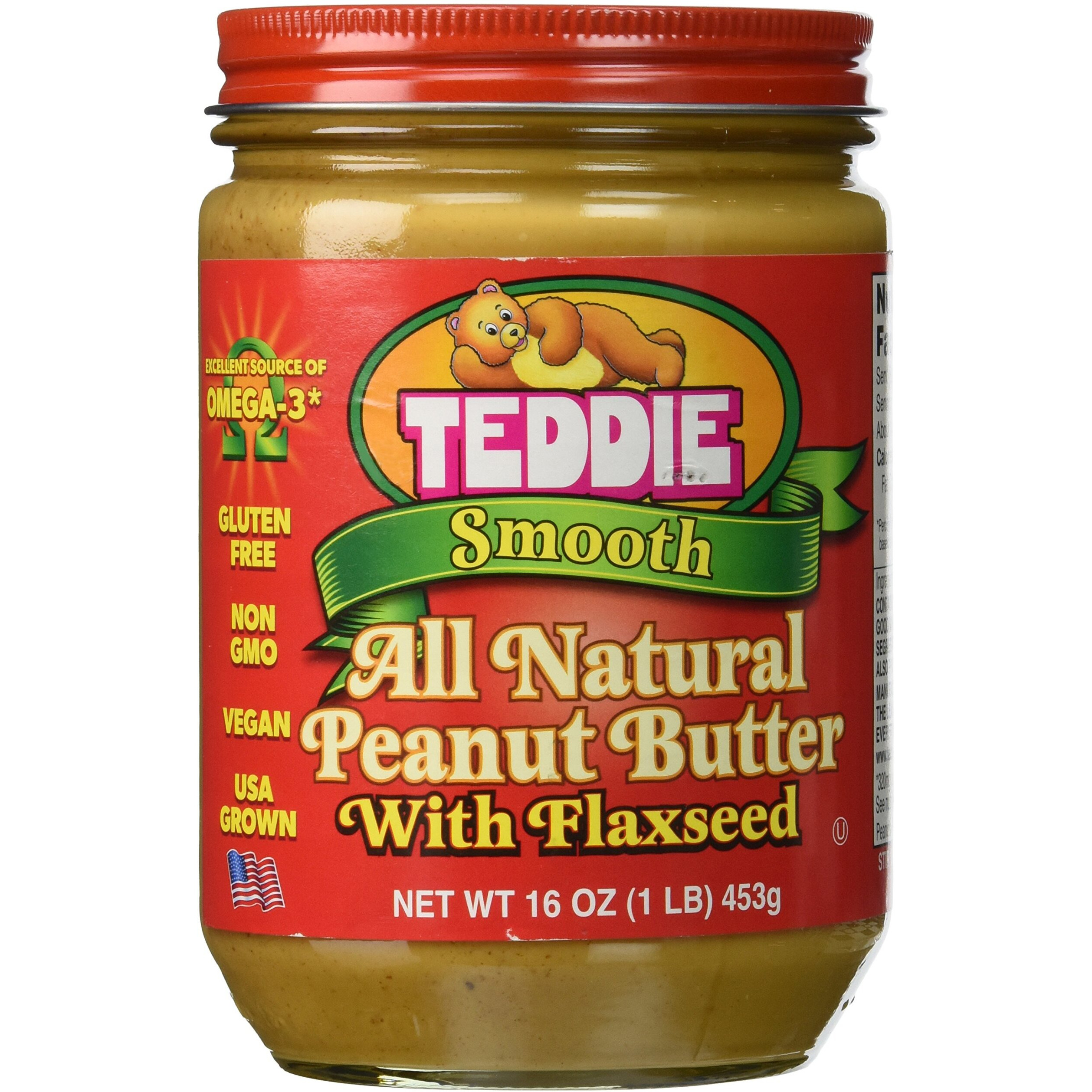 Teddie Smooth All Natural Peanut Butter With Flaxseed (Pack Of 4)