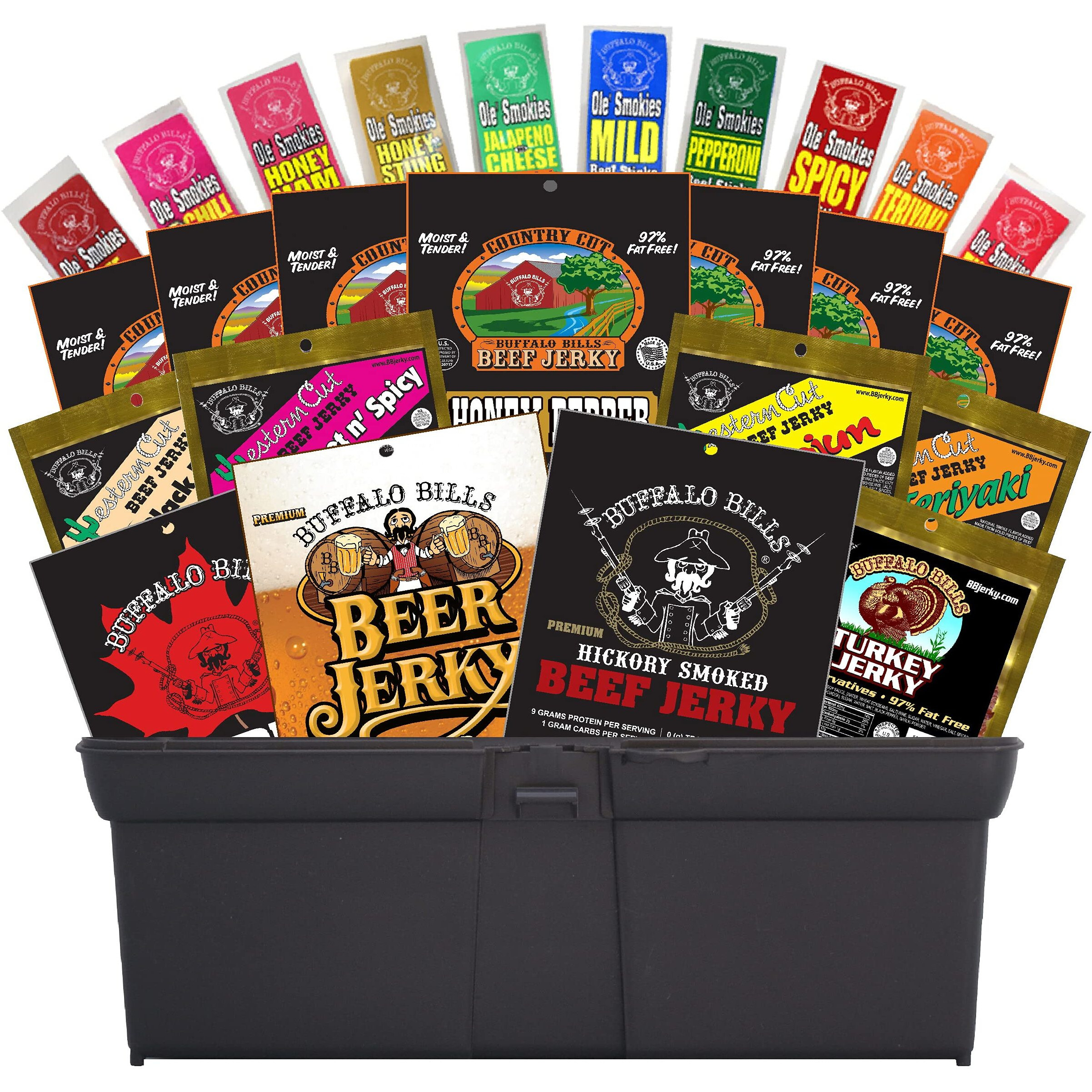 Buffalo Bills 25-Piece Beef Jerky & Beef Stick Sampler Gift Tool Box (Filled With 25 Assorted Packs)