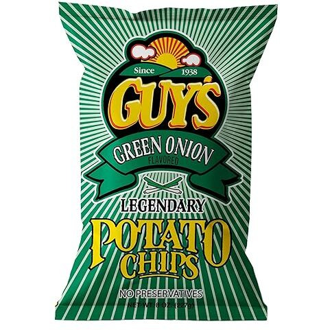 Guys Green Onion Potato Chips - Healthy & Salty Snacks W/Legendary Taste - Natural Potato Snack Chips - Pantry Essentials For Lunch, Snacking, Or On-The-Go Munching (8 Oz Bag, Pack Of 15)