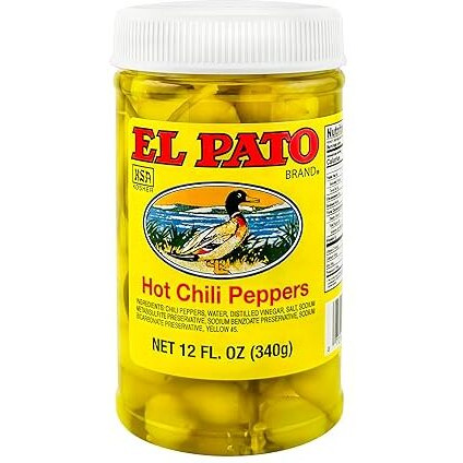 El Pato Hot Chili Peppers 12Oz Pickled Yellow Chili Peppers 340G Kosher