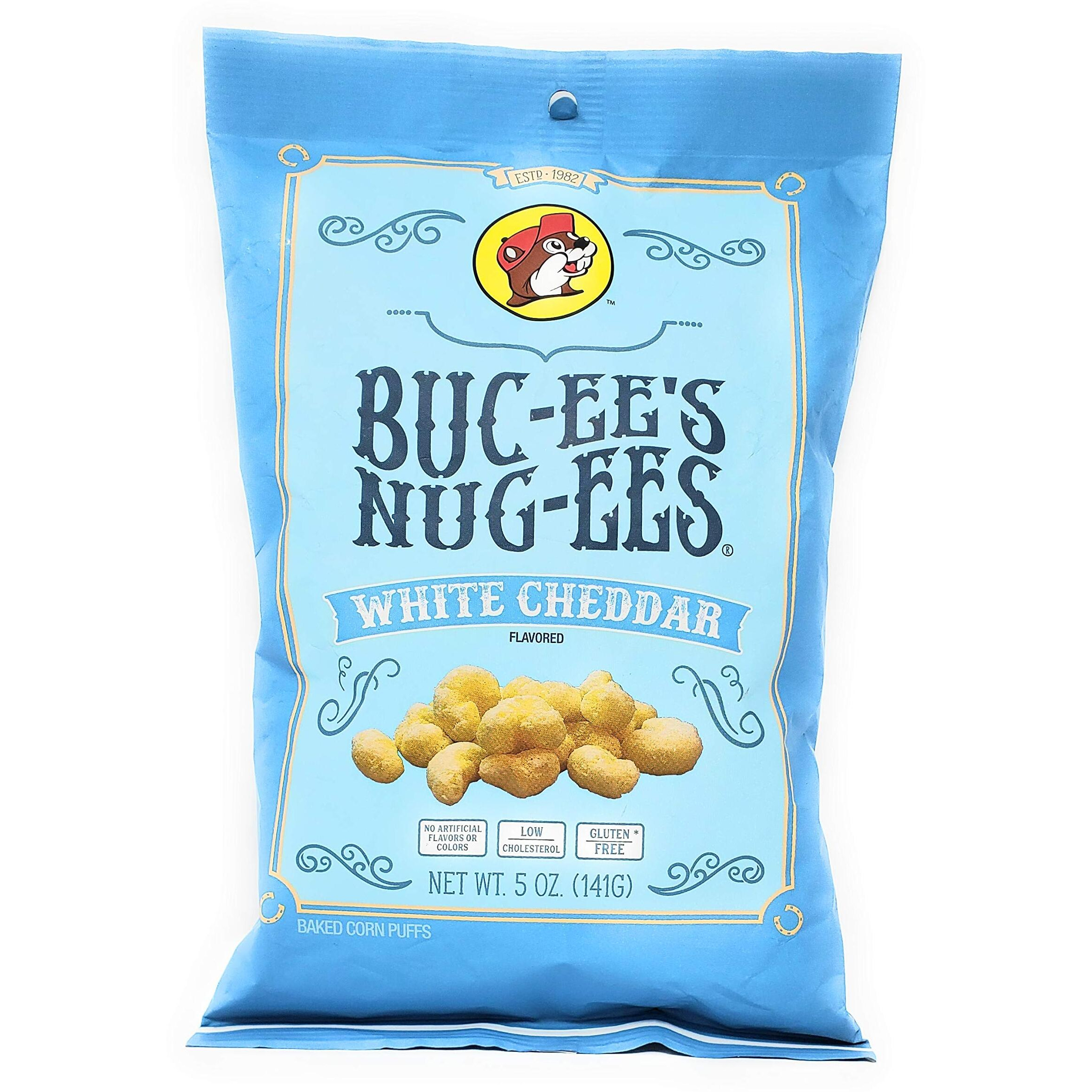 Buc-Ees Nug-Ees White Cheddar Flavored Powdery Cheese-Flavored Beaver Nuggets Sweet Corn Puff Snacks From Texas Gluten Free 1 Bag Of 5 Ounce