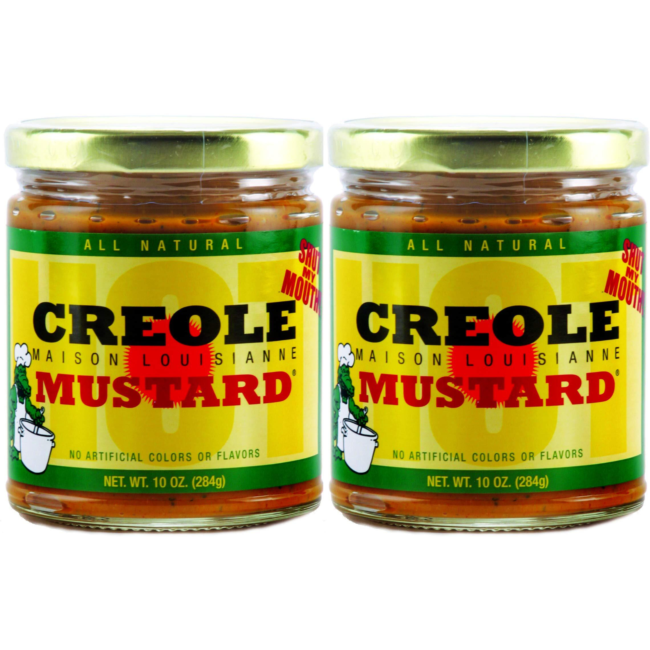 Creole Mustard - All Natural Gourmet Creole Ground Mustard, Fat Free And Mildly Spicy Mustard, Maison Louisianne Shut-My-Mouth Mustard, Two (2) 10Oz Jars