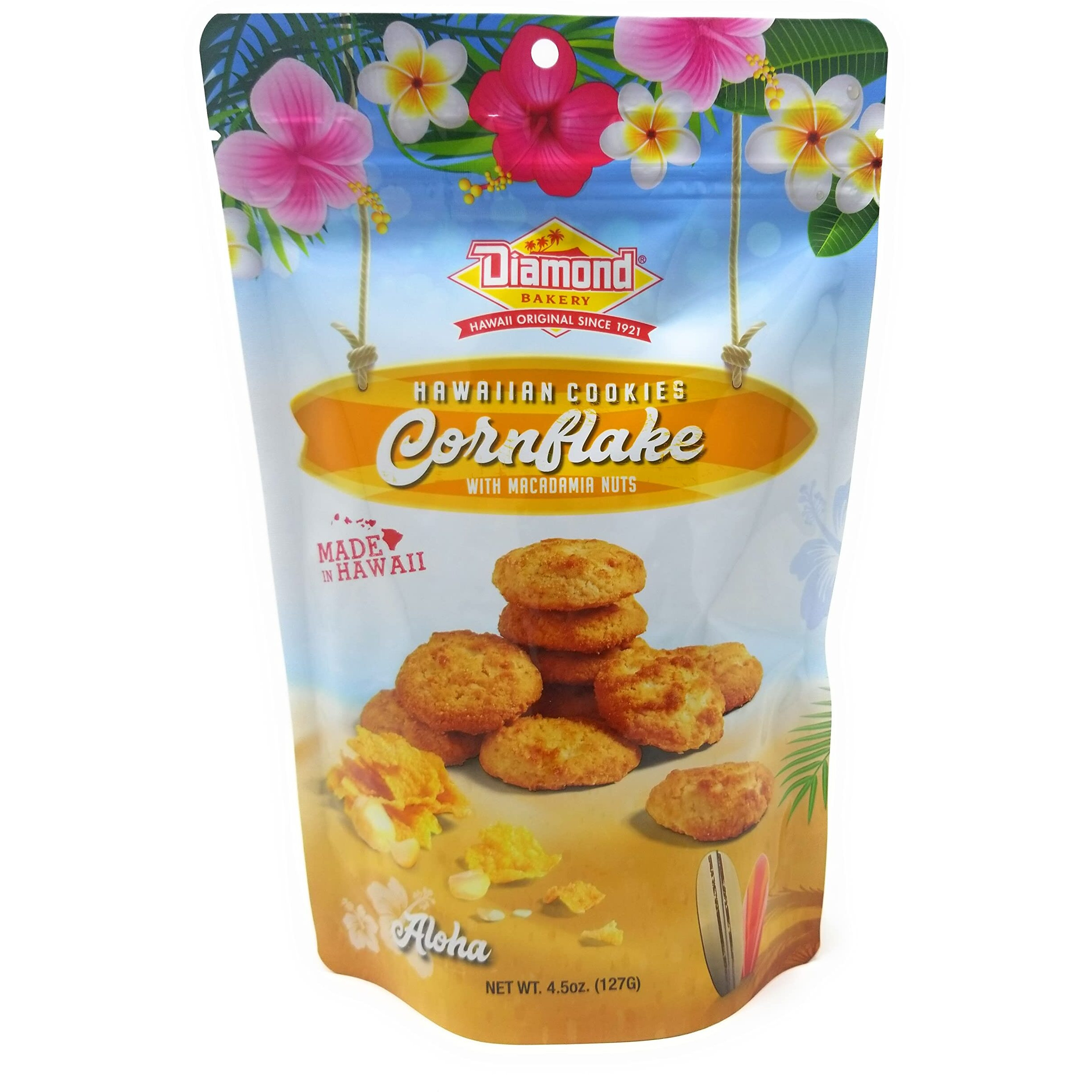 Diamond Bakery Hawaiian Cookies Cornflake With Macadamia Nuts 4.5 Oz (127G) Resealable Pouch
