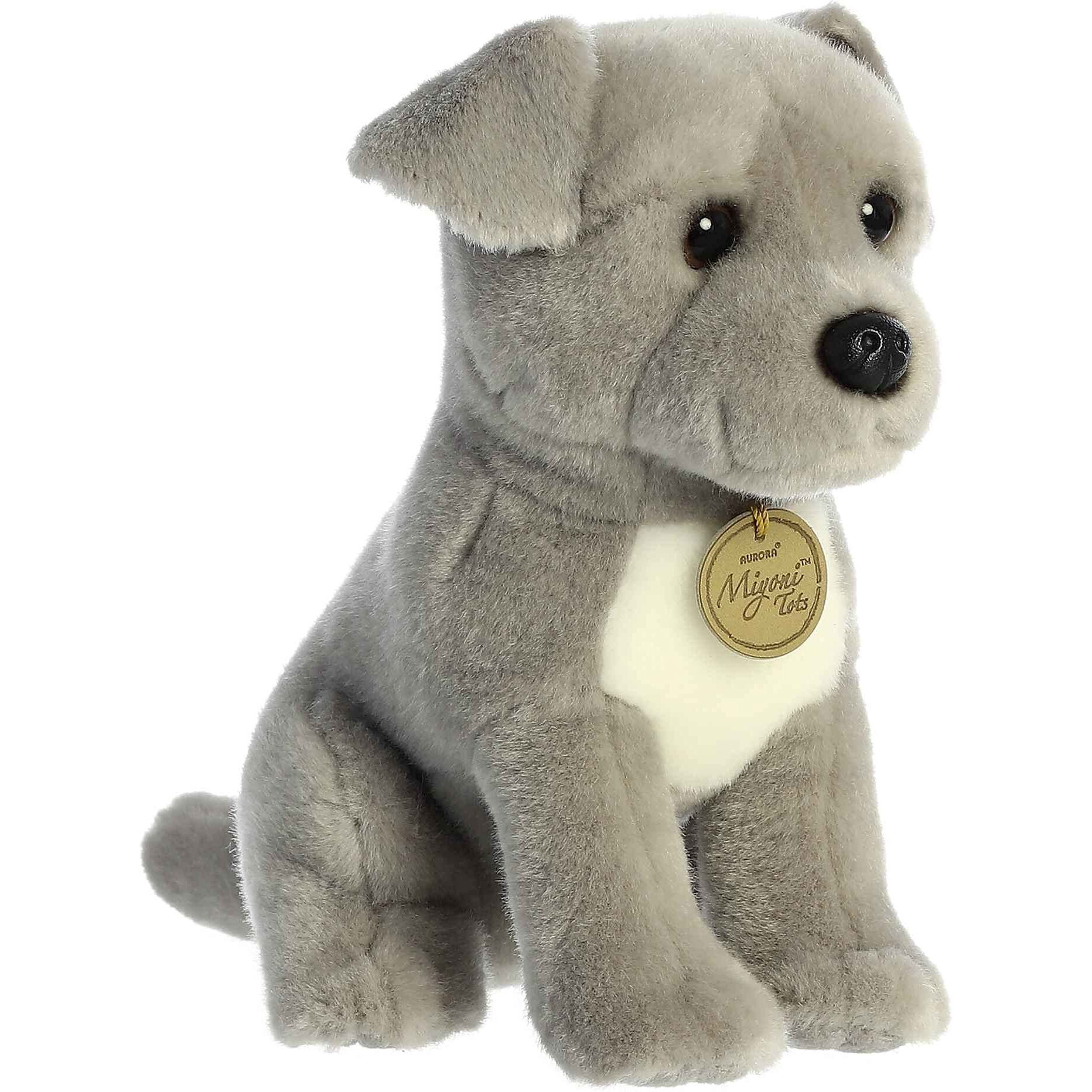 Aurora Adorable Miyoni Pit Bull Puppy Stuffed Animal - Lifelike Detail - Cherished Companionship - Gray 9 Inches