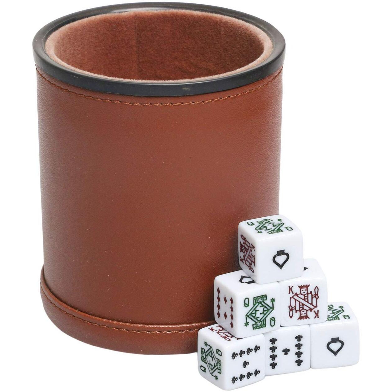 Leatherette Dice Cup With Poker Dice Felt Lining Quiet Shaker For Playing Yahtzee Farkle Liars Dice