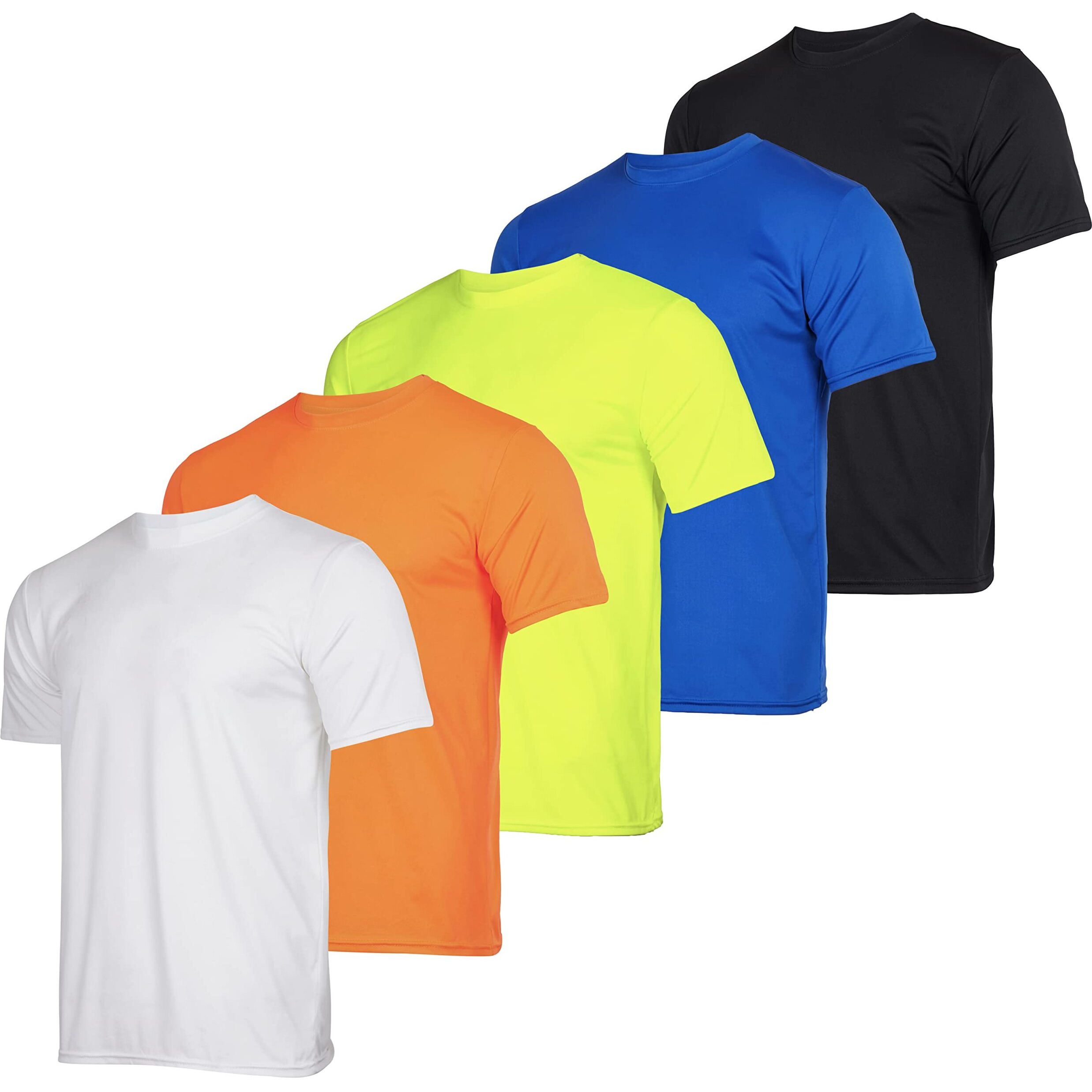 5 Pack Boys Girls Active Athletic Quick Dry Dri Fit Short Sleeve T-Shirt Crew Neck Tops Teen Gym Undershirts Tees Youth Basketball Clothes Moisture Wicking Performance-Set 11,Medium (8-10)