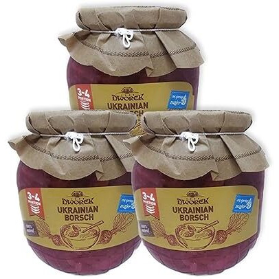 Dworek Borsch Ukrainian Soup, 100% Natural, No Preservatives, Non-Gmo And Easy To Prepare Soup With Spring Water 24.3 Oz Pack Of 3