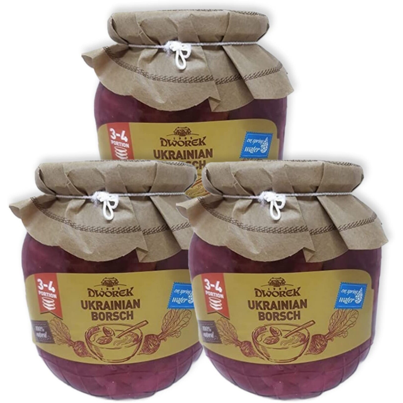 Dworek Borsch Ukrainian Soup, 100% Natural, No Preservatives, Non-Gmo And Easy To Prepare Soup With Spring Water 24.3 Oz Pack Of 3