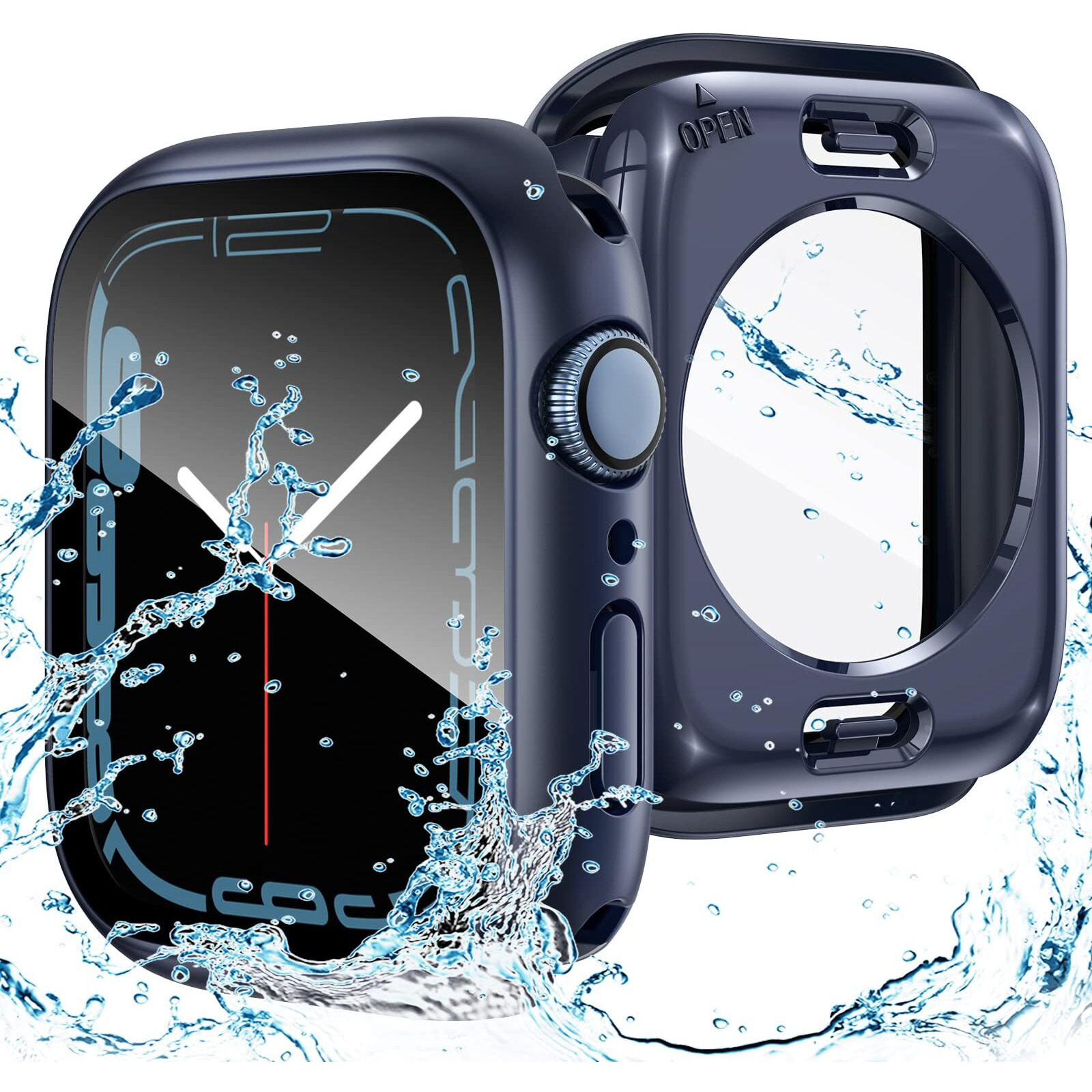 Goton 2 In 1 Waterproof Case For Apple Watch Series 9 8 7 Screen Protector 41Mm, 360 Protective Glass Face Cover Hard Pc Bumper + Back Frame For Iwatch Accessories 41 Mm