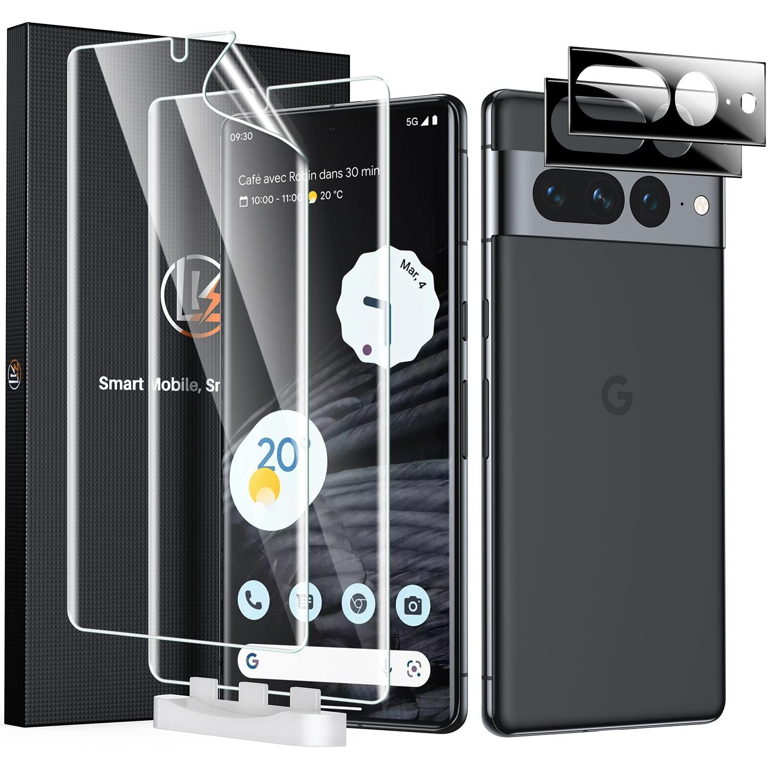 Lk 2 Pack For Google Pixel 7 Pro Screen Protector 6.7-Inch + 2 Pack Lens Protector With Positioning Tool, Self-Healing Tpu Film, Touch Sensitive, Hd Ultra-Thin