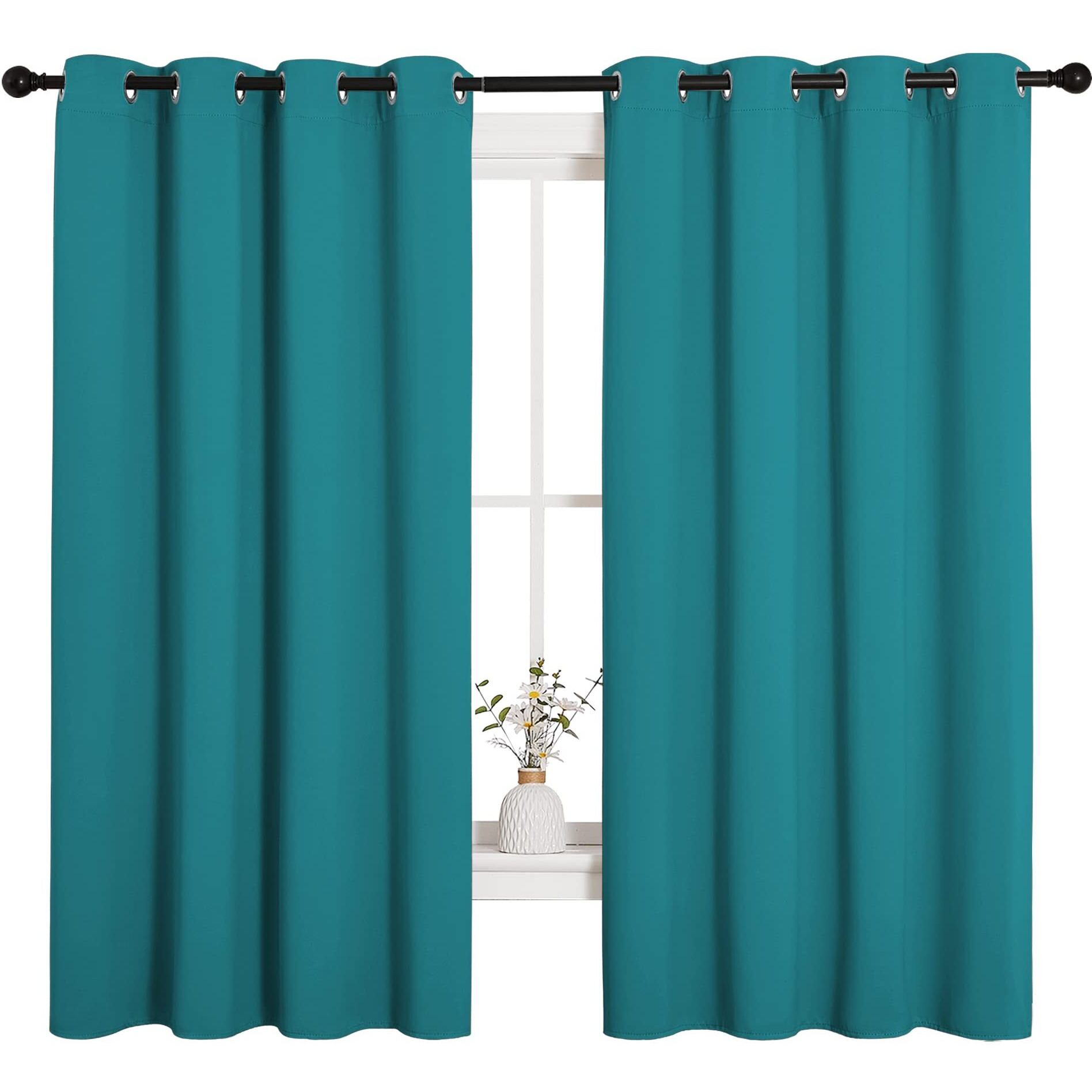 Nicetown Room Darkening Curtains 68 Inch Length 2 Panels, Thermal Insulated Grommet Blackout Curtains For Modern Casual Elegant Bedroom Kids Room Theme Decoration (Peacock Teal, 2 Pieces, W55)