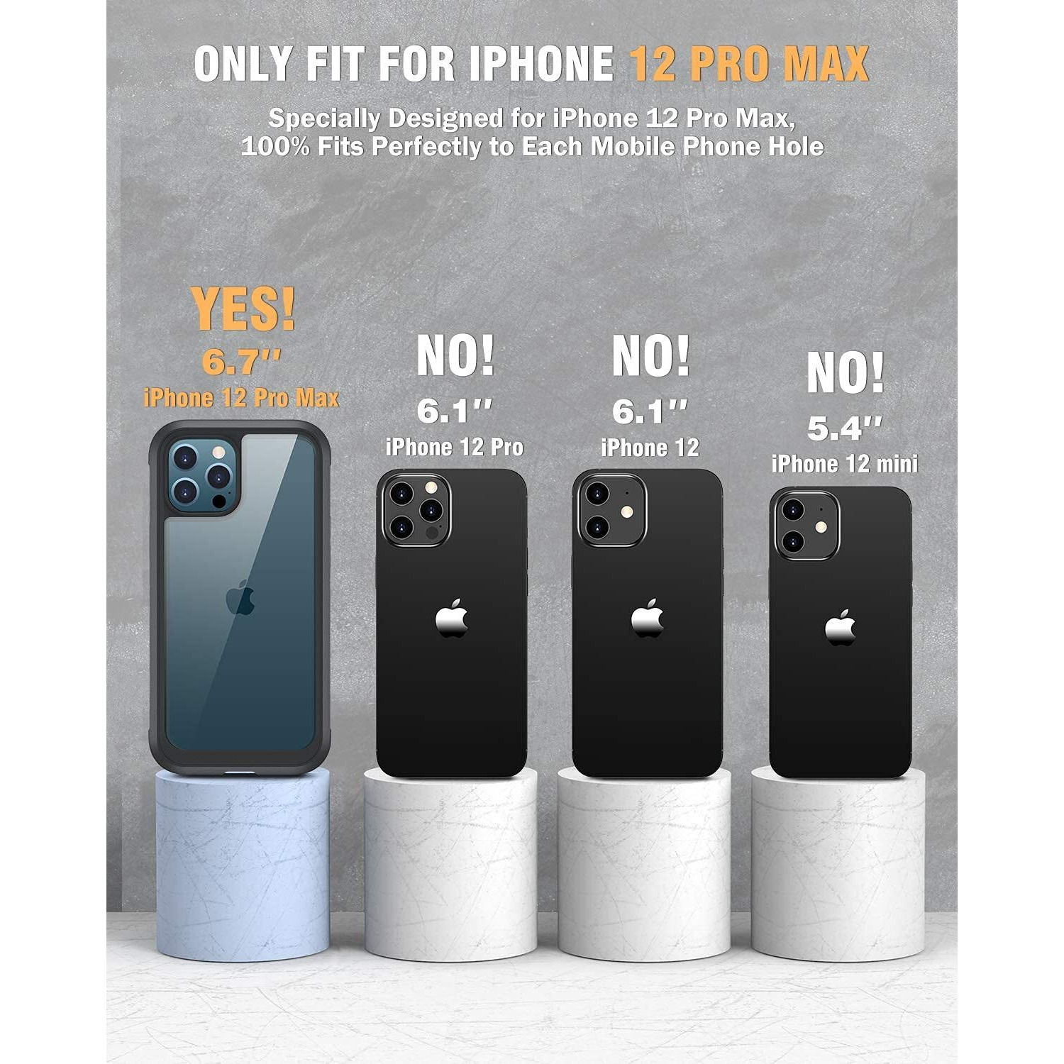 Miracase Designed For Iphone 12 Pro Max Case, Full Body Rugged Case With Built-In Touch Sensitive Anti-Scratch Screen Protector, Soft Tpu Case Compatible With Iphone 12 Pro Max 6.7", Black