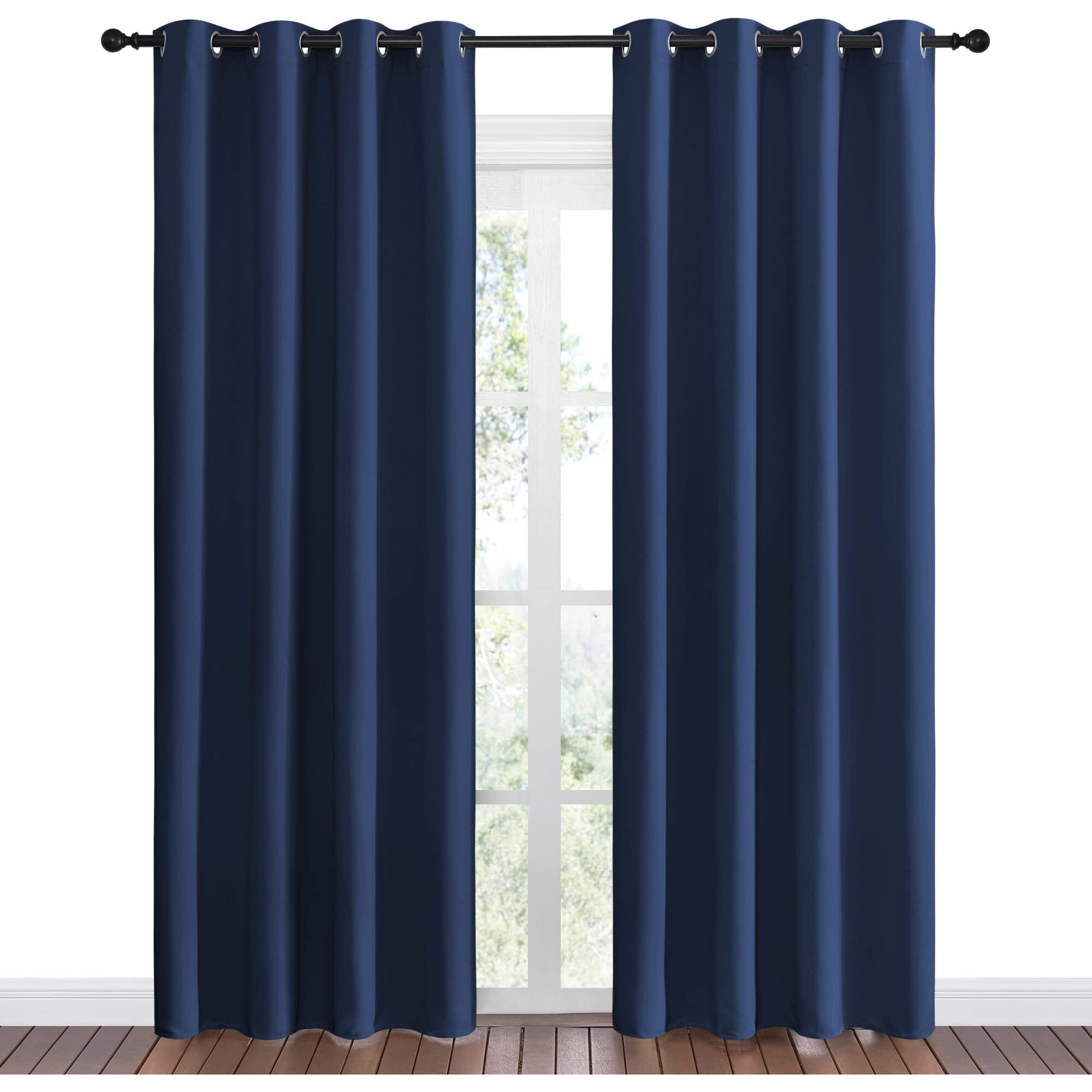 Nicetown Navy Blackout Curtains 86" Long For Living Room, Thermal Insulated Window Treatment Light Reducing Room Darkening Drapes For Boys Kids Bedroom, Classroom, Apartment (55" W X 86 L, Set Of 2)