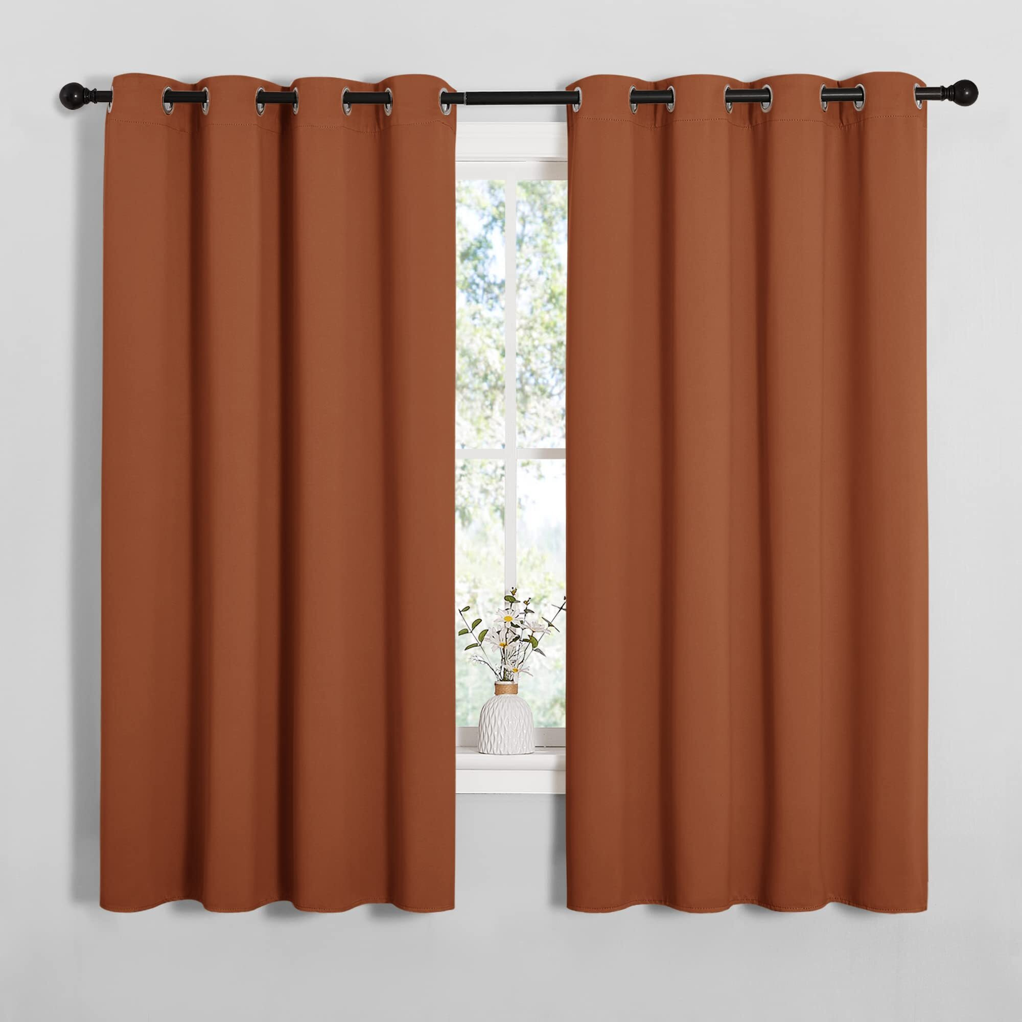 Nicetown Halloween Blackout Curtain Panels For Girls Room, Nursery Essential Thermal Insulated Solid Grommet Top Blackout Drapes (Burnt Orange, 1 Pair, 55 X 68 Inches)