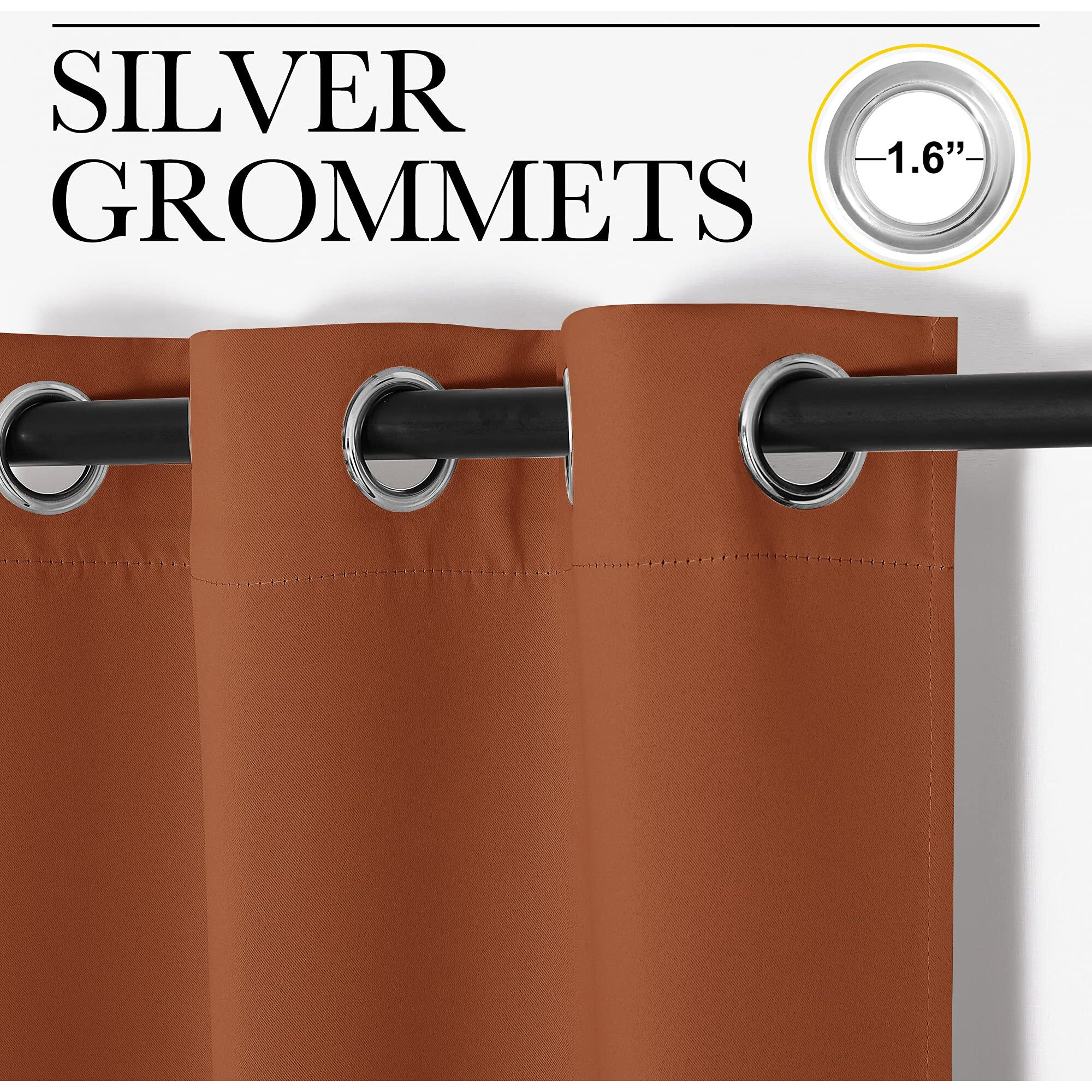 Nicetown Halloween Blackout Curtain Panels For Girls Room, Nursery Essential Thermal Insulated Solid Grommet Top Blackout Drapes (Burnt Orange, 1 Pair, 55 X 68 Inches)