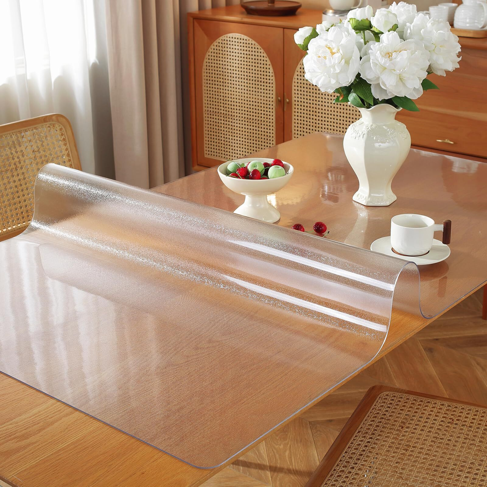 Frosted Clear Table Protector 38 X 60 Inch, 1.5Mm Thick Plastic Table Cover, Waterproof Pvc Clear Table Cover Protector, Desk Protector Mat, Writing Desk Pad For Desktop, Coffee & Dining Room Table