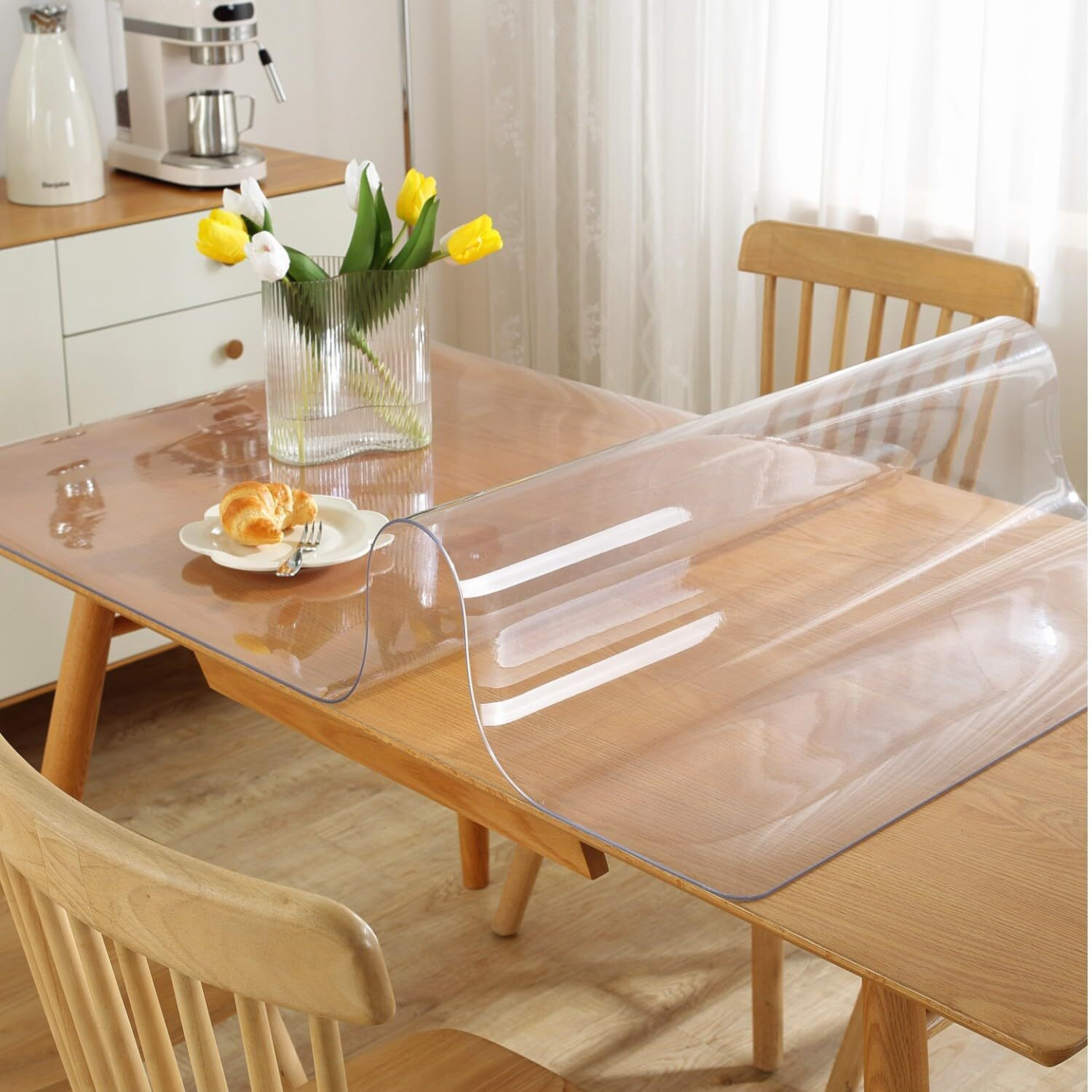 Frosted Clear Table Protector 38 X 60 Inch, 1.5Mm Thick Plastic Table Cover, Waterproof Pvc Clear Table Cover Protector, Desk Protector Mat, Writing Desk Pad For Desktop, Coffee & Dining Room Table