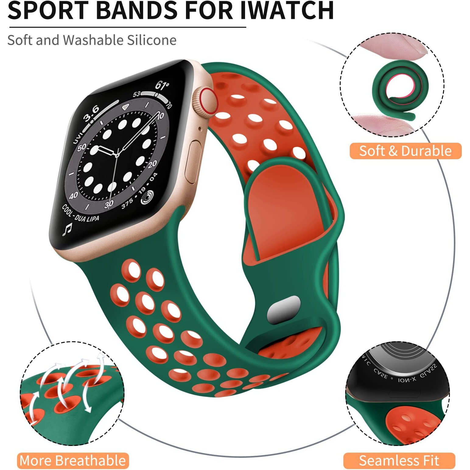 Lerobo Sport Bands Compatible With Apple Watch Series 8 45Mm 44Mm 42Mm 46Mm 49Mm Ultra 2 Band, Soft Silicone Strap Band Compatible For Appp Watch Band Se/Iwatch Series 10 9 8 7 6 5 4 3 2 1 Women Men