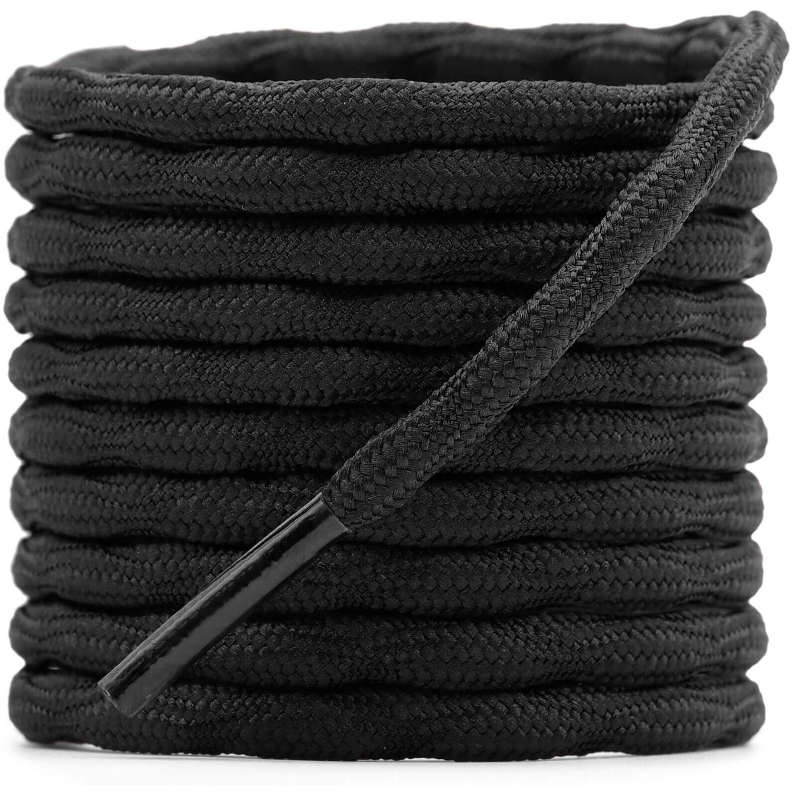 Delele 2 Pair Round Wave Shape Non Slip Heavy Duty And Durable Outdoor Climbing Shoelaces Black Hiking Shoe Laces Shoestrings-118 Inch