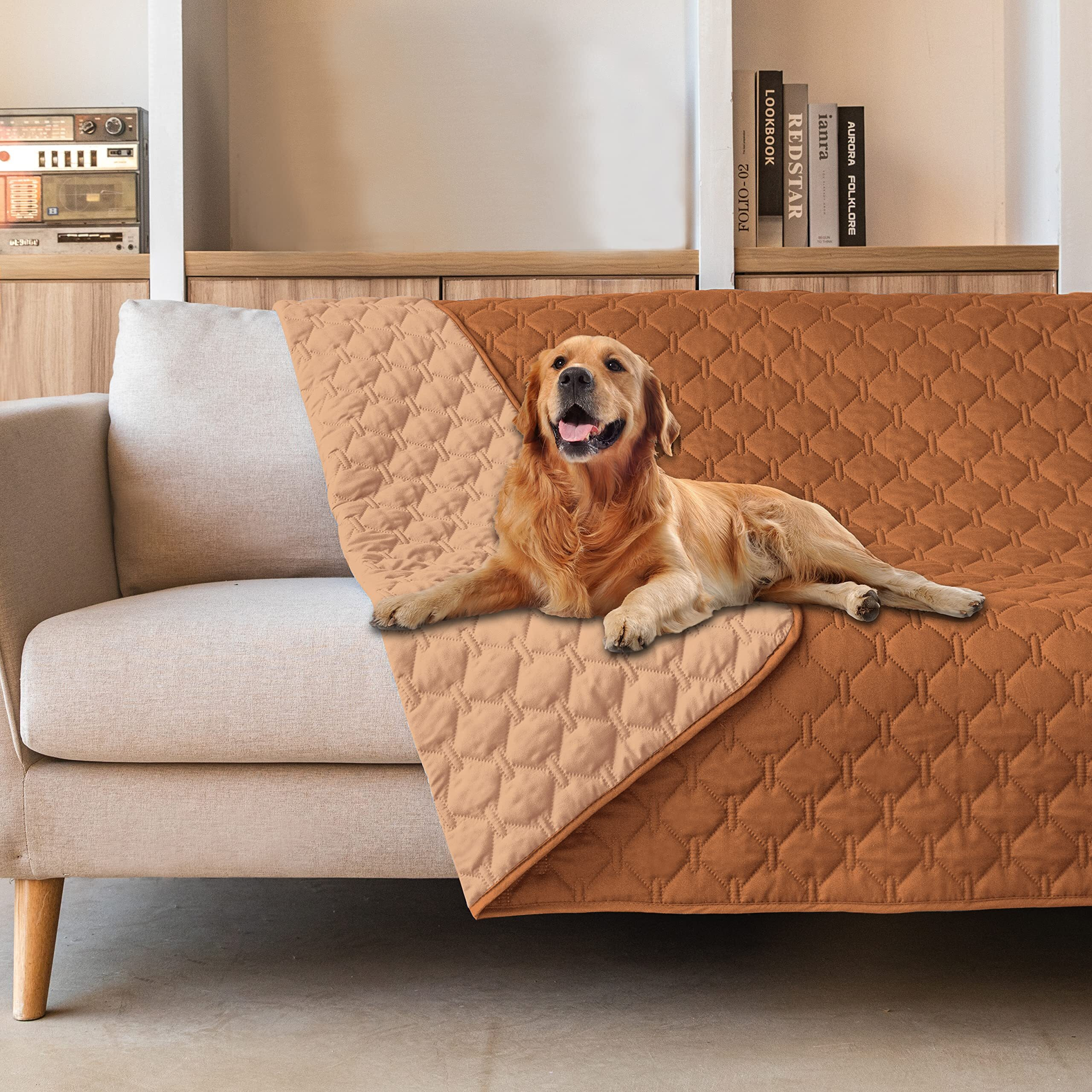 Gogobunny 100% Double-Sided Waterproof Dog Bed Cover Pet Blanket Sofa Couch Furniture Protector For Puppy Large Dog Cat, Reversible (82X82 Inch (Pack Of 1), Dark Pumpkin/Light Pumpkin)