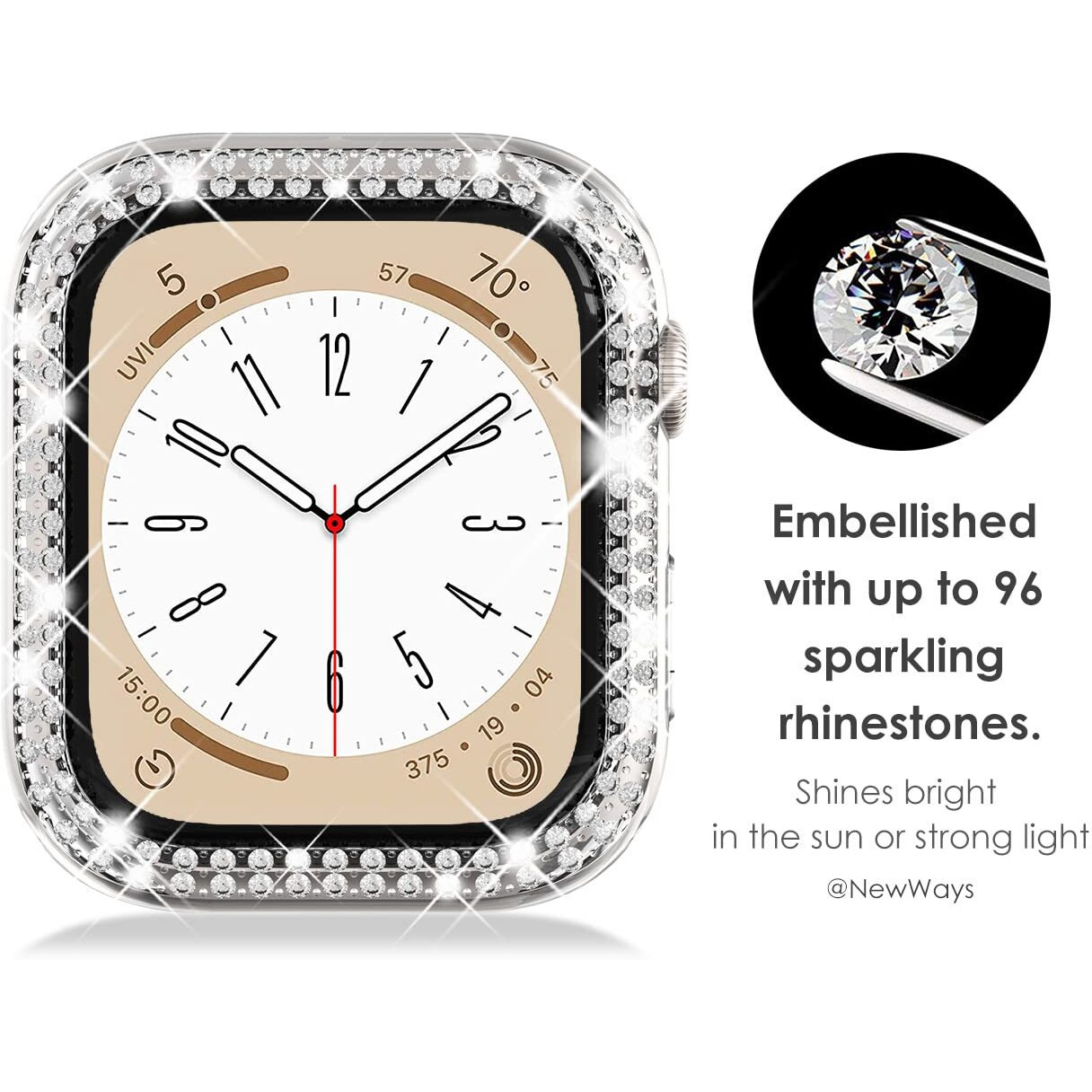 Newways 2-Pack Bling Cases Compatible For Apple Watch Series 8 41Mm Series 7, Protective Bumper For Iwatch Series8/ 7 (41Mm, Black/Clear)