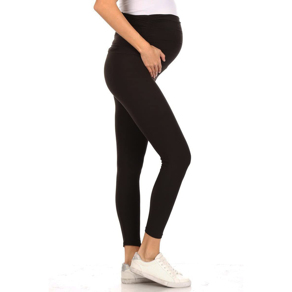 Leggings Depot Women's Maternity Leggings Over The Belly Pregnancy Casual Yoga Tights (Black, 3X)