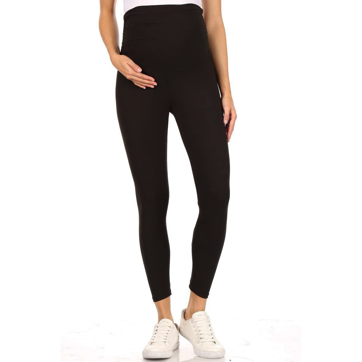 Leggings Depot Women's Maternity Leggings Over The Belly Pregnancy Casual Yoga Tights (Black, 3X)