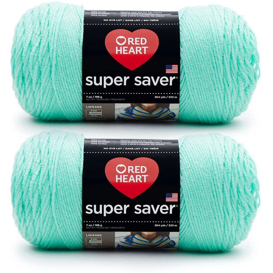 Bulk Buy Red Heart Super Saver (2-Pack) (Minty, 7 Oz Each Skein)